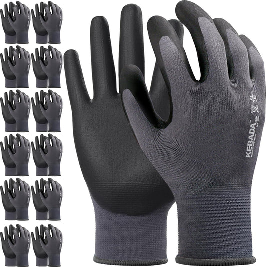 Kebada Work Gloves for Men and Women, Foam Nitrile Coated Safety Gloves with Grip, Ideal for Warehouse Package Handling, Gardening, Mechanic and Construction, XL