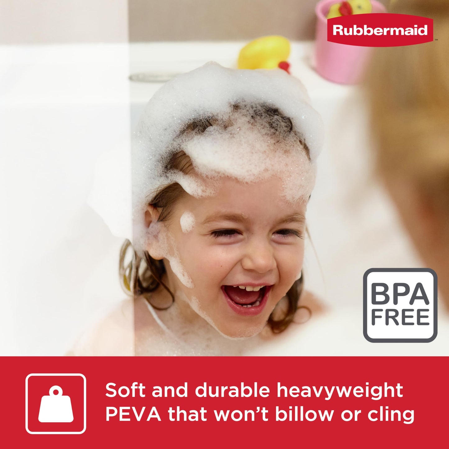 Rubbermaid Frosty Shower Curtain Liner, Waterproof Heavyweight 8g PEVA Shower Liner for Bathroom