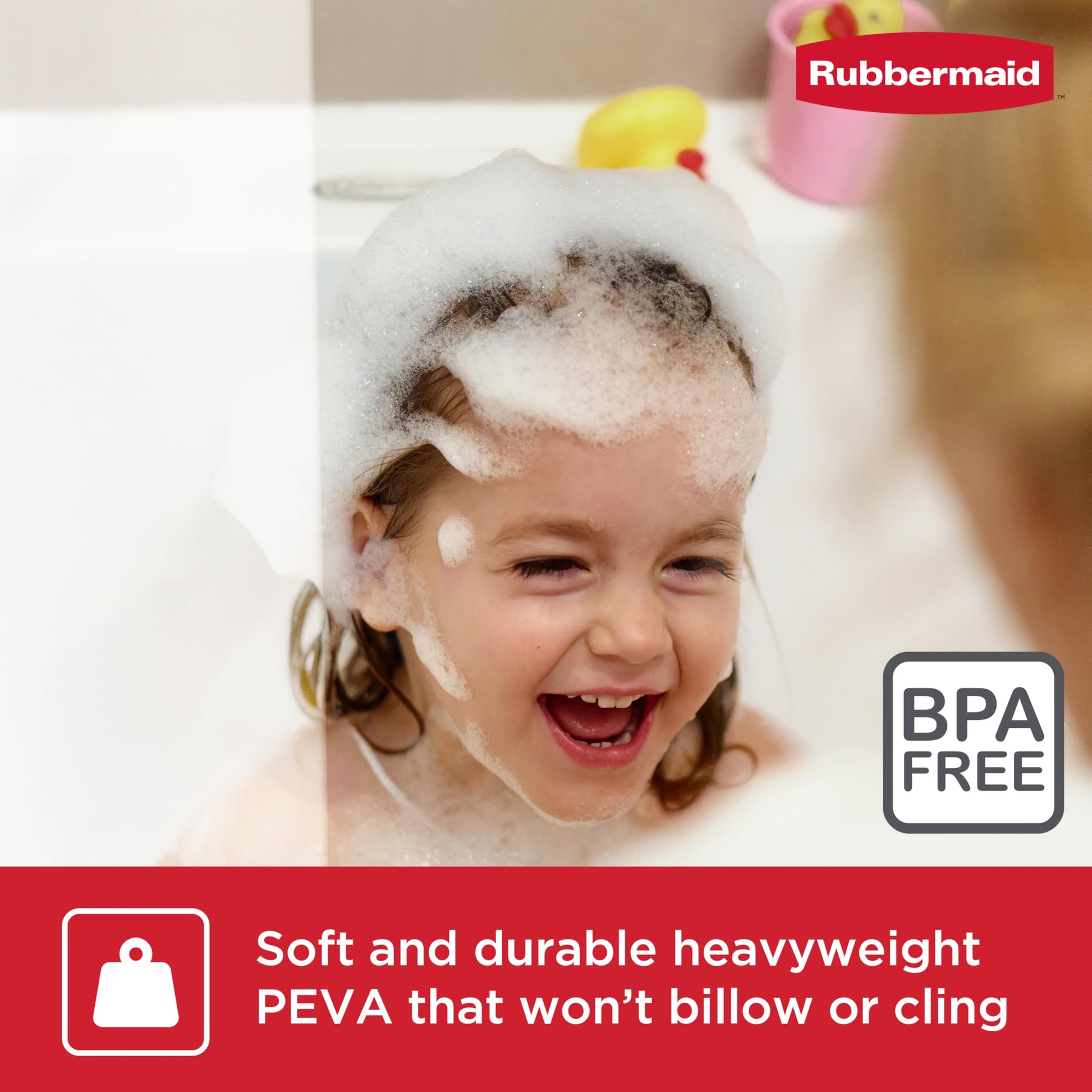 Rubbermaid Frosty Shower Curtain Liner, Waterproof Heavyweight 8g PEVA Shower Liner for Bathroom