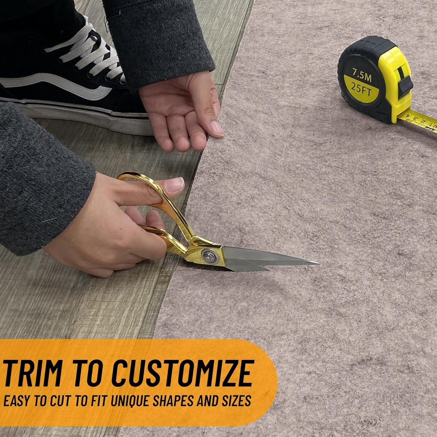 Ottomanson 6' x 8' Non-Slip Rug Pad Gripper 1/4 Inch Thick Dual Surface Felt + Rubber Gripper - Safe for All Floors, Brown