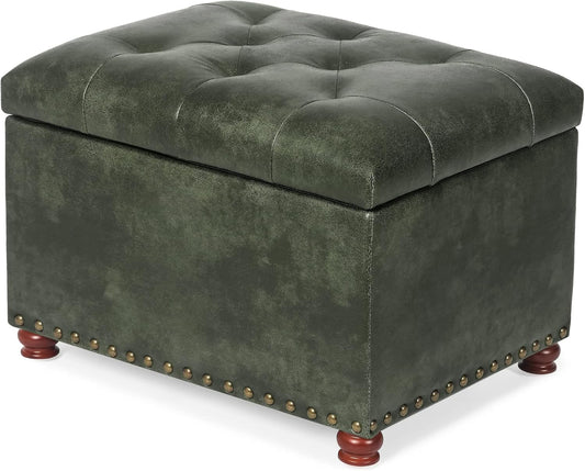 Joveco Storage Ottoman Rectangular Tufted Upholstered Ottomans with Rivet, Footrest Footstool Seat