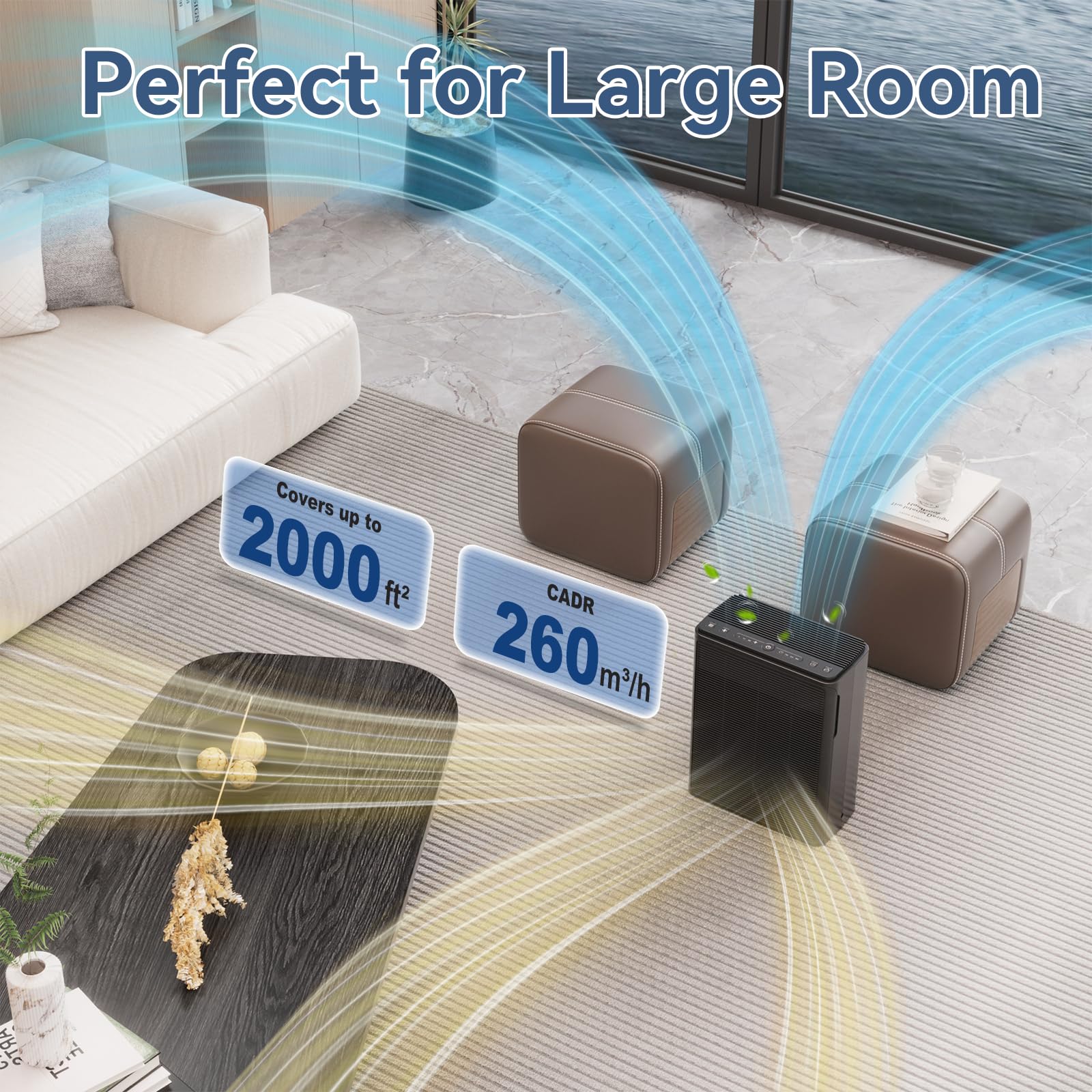 Air Purifiers for Home Large Room Up to 2000 Ft² with Washable Filters, AIUZLK H13 HEPA