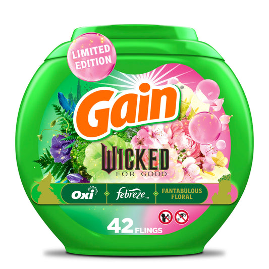 Gain Flings! "Wicked: For Good" Limited Edition Laundry Detergent Pacs, 42 Count, Fantabulous