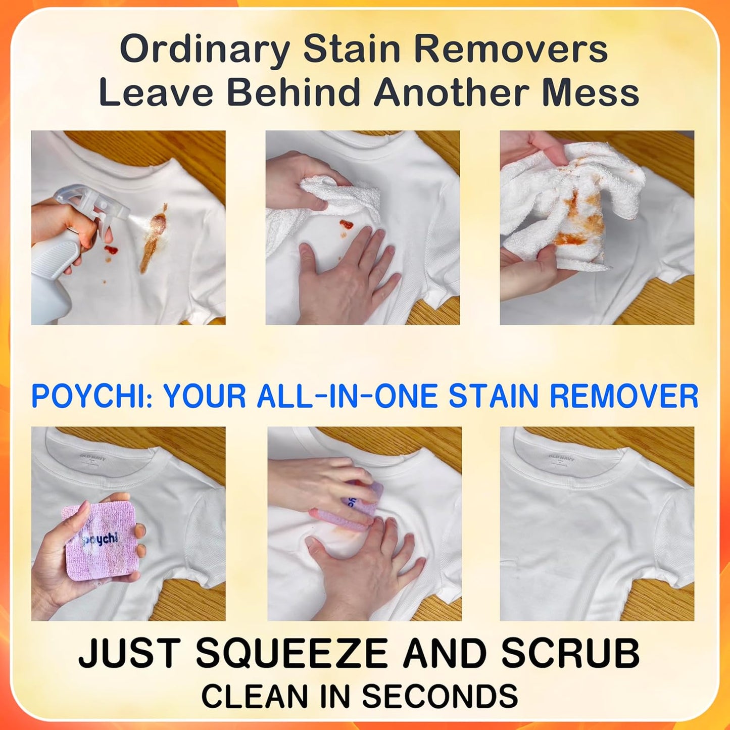 Magical Fiber Stain Remover- Use as Spot Remover- No Dry Cleaning Food, Grease, Coffee Off Laundry, Tea, Fabric, Pet Stains, Stain Remover Sponge Clothes, Carpet, Sofa, Mattress & Upholstery (5 Pack)