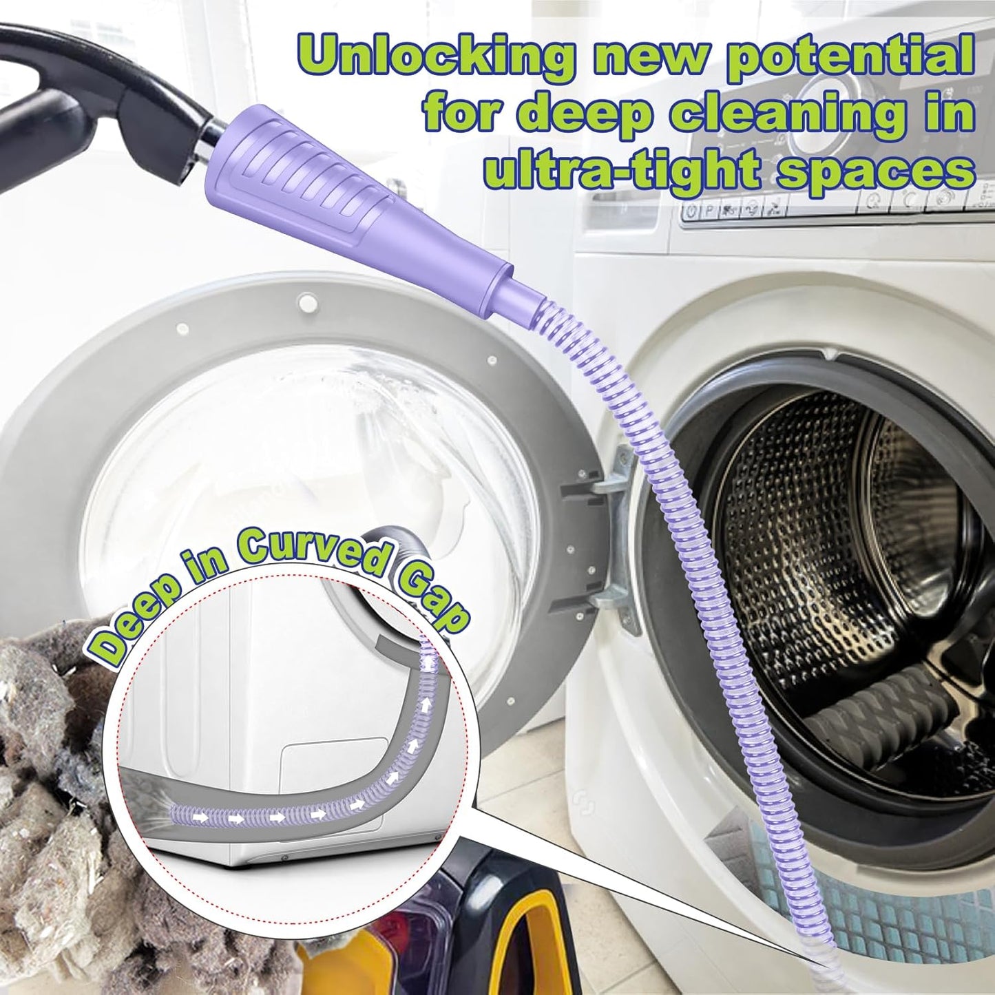 Sealegend Dryer Vent Cleaner Kit Dryer Lint Vacuum Attachment Lint Remover,Dryer Vent Vacuum Hose With Brush Purple