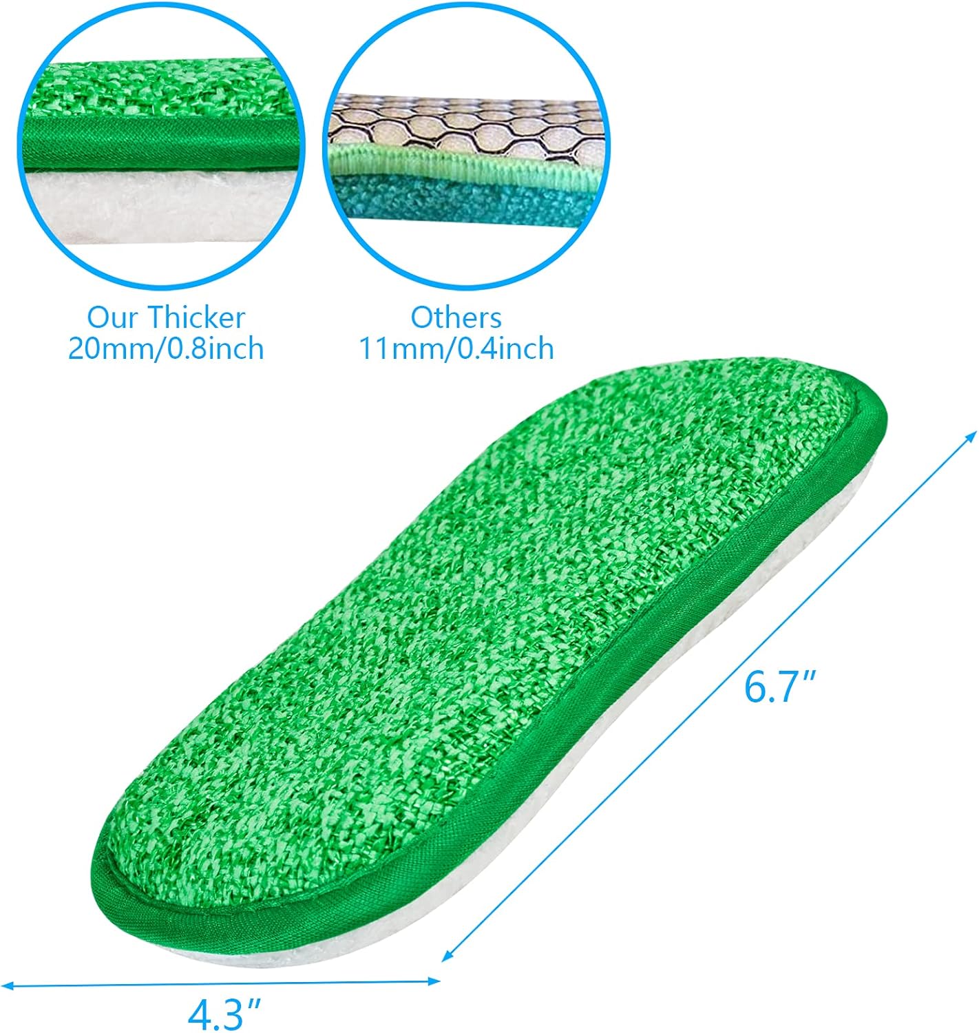 Kitchen Dish Sponge Scrubber Non Scratch, Dishcloth No Odor Reusable Washable Multipurpose Scrub Pads Sponges Heavy Duty for Dawn Dish Soap Cleaning of Sink Pans