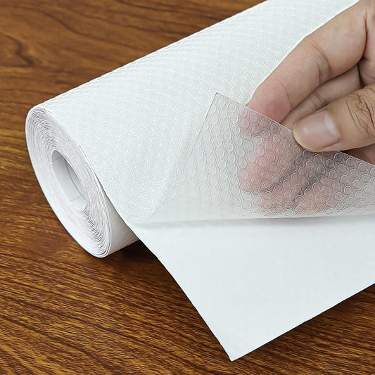 Shelf Liners 10 in x 20 ft Self-Adhesive EVA Drawer Mats, Cupboard Protector, Kitchen Cabinet Lining Fridge Liner (Clear Flat Dot, 25.4x610cm)