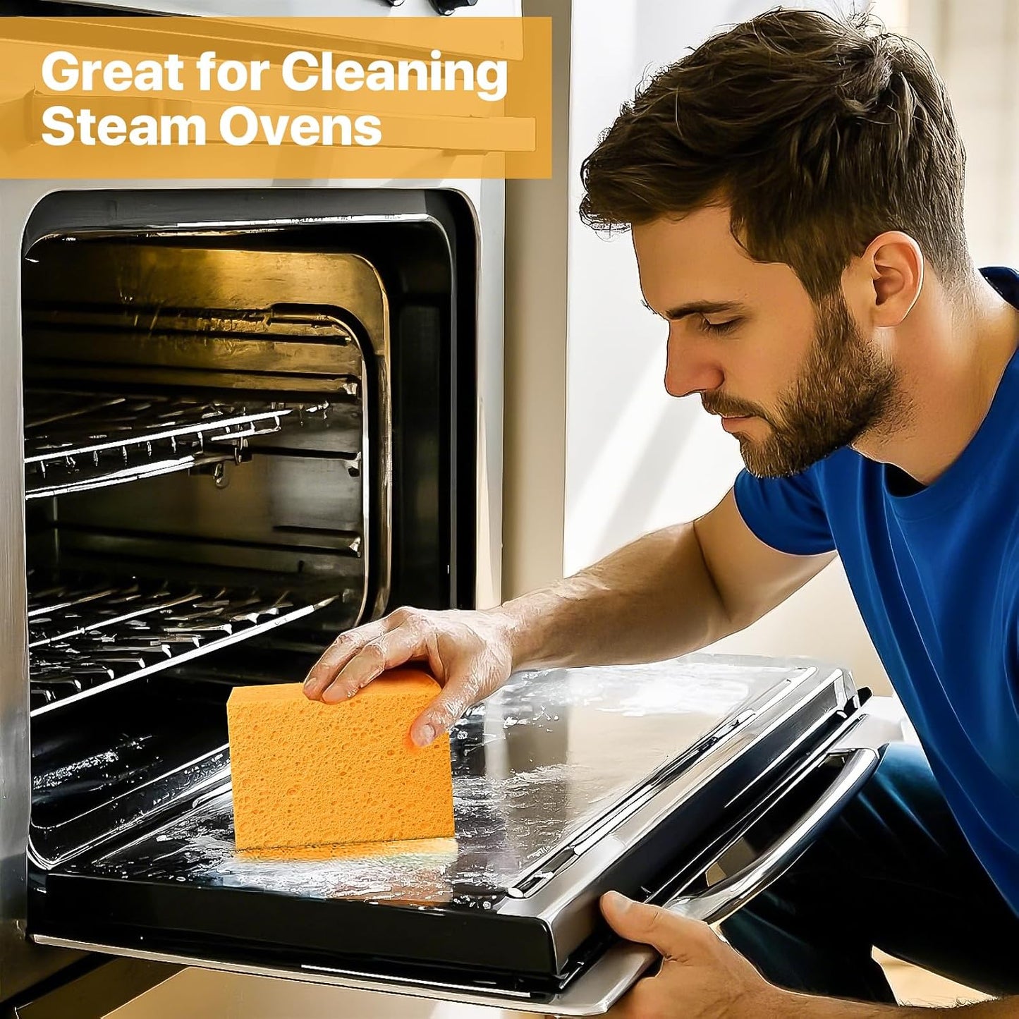 4 PCS Large Natural Cellulose Sponges 6x4x2 Inch - Super Absorbent and Biodegradable, Perfect for Home & Kitchen Cleaning, Boat Bail, Car Washing