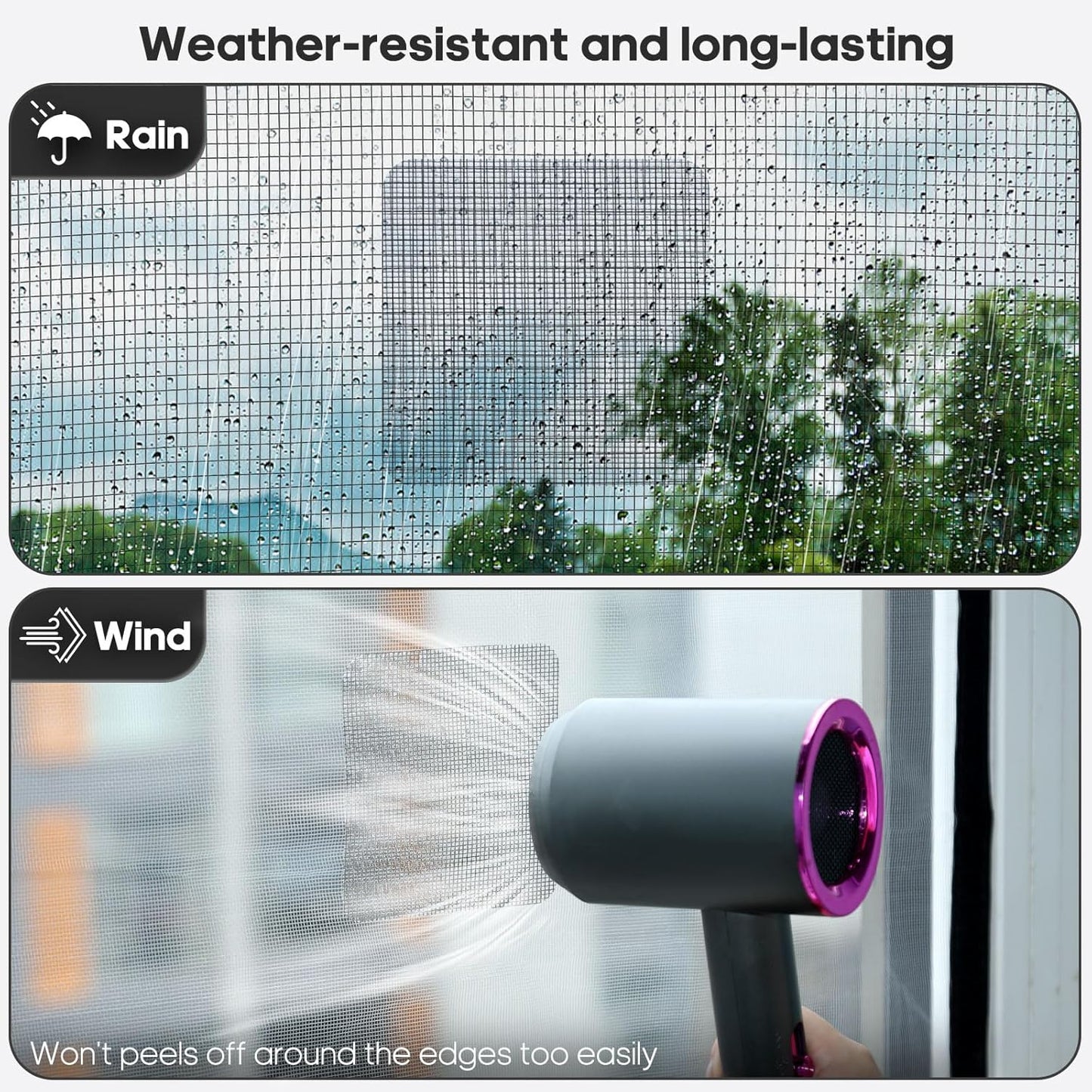 28 Sheets Window Screen Patches Repair Kit, Grey/Black 3 Sizes Window Screen Repair Kit for Mesh Screen Door, Strong Adhesive Fiberglass Quick Screen Repair Tape