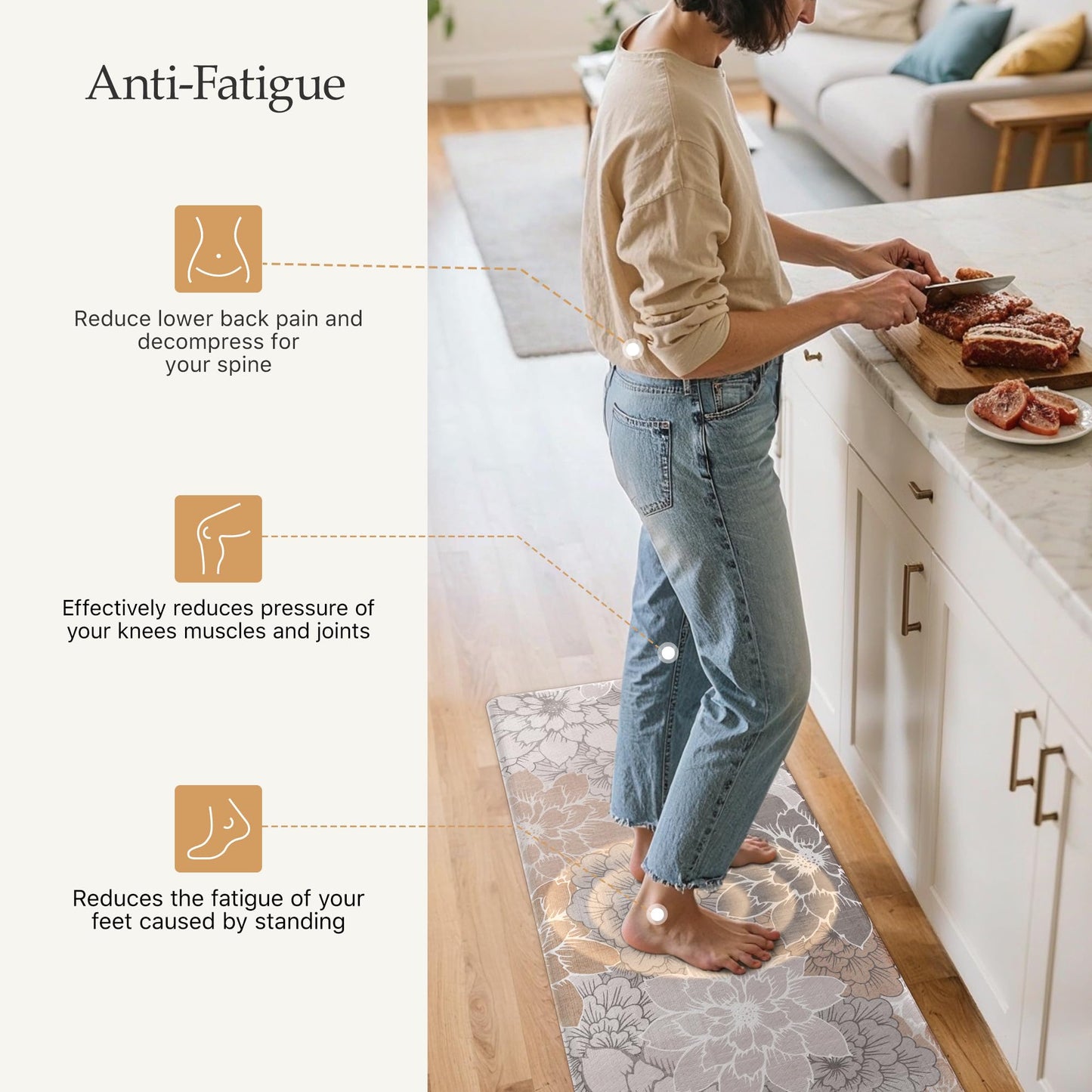 GENIMO Anti Fatigue Kitchen Mats for Floor 2PCS, Cushioned Standing Mats