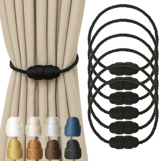 Magnetic Curtain Tiebacks Rope Curtain Tie Backs for Curtains 6 Pack Curtain Holders for Drapes