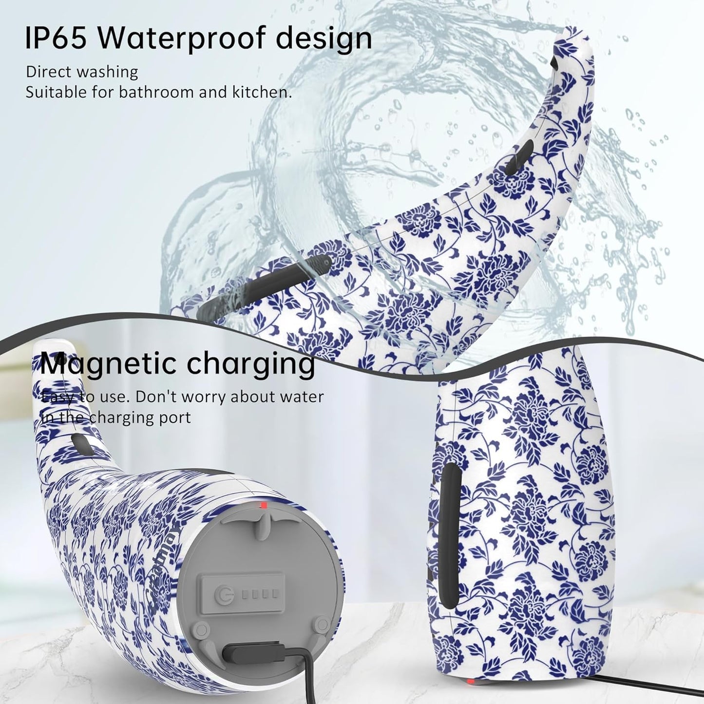 Adjustable Automatic Soap Dispenser Touchless, 4 Adjustable Levels Touchless Sensor Liquid Soap Pump Dispenser，300ml Rechargeable Magnetic Charging Hand Soap Dispenser for Kitchen，Bathroom