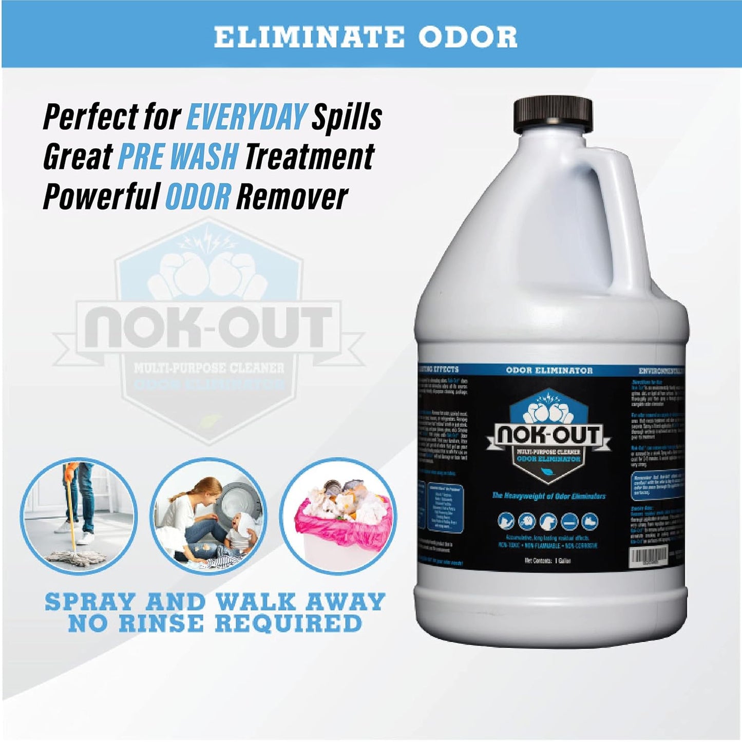 NOK OUT Odor Remover, Pet Deodorizer and Cleaning Spray, Made in the USA, 1 Gallon