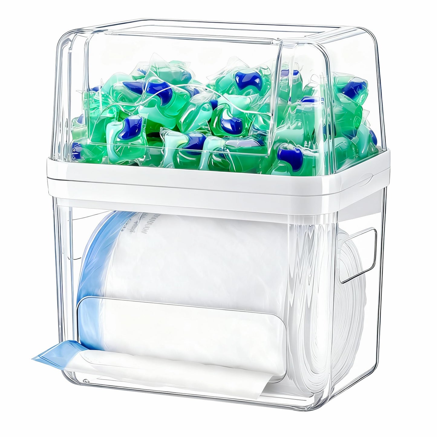 iCASA Trash Bag Dispenser Dishwasher Pods Container Under Sink Organizer