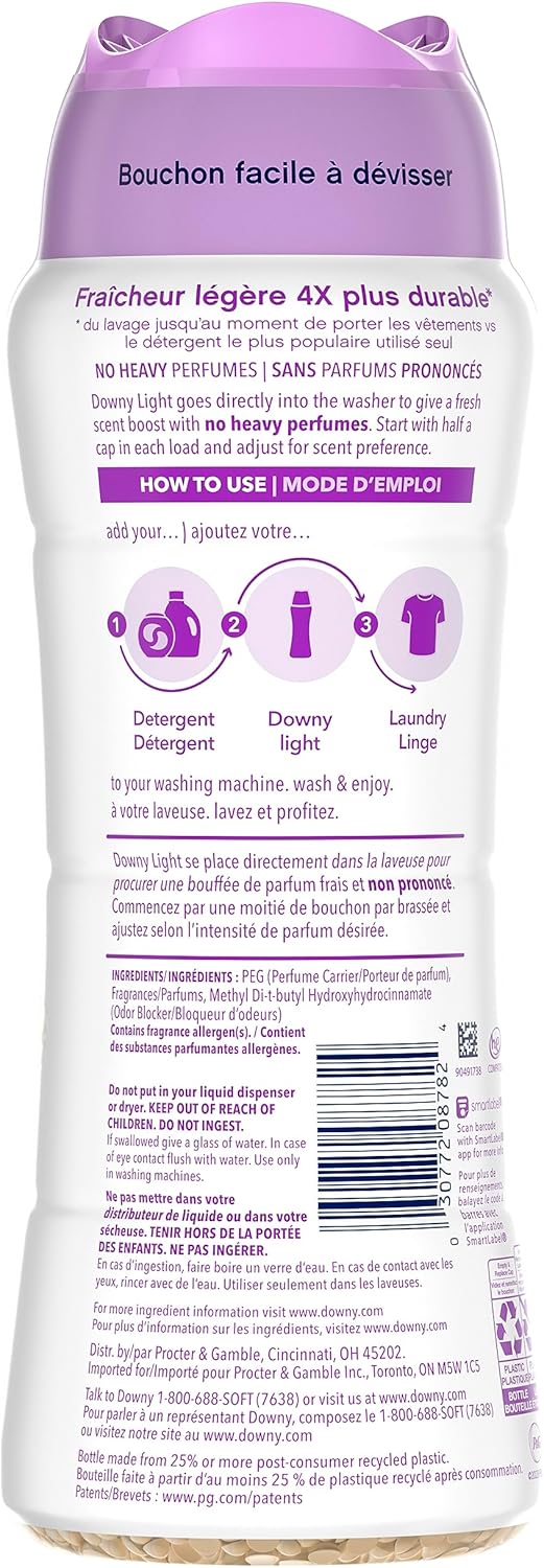 Downy Light Laundry Scent Booster Beads for Washer, White Lavender, 18.2 oz, with No Heavy Perfumes