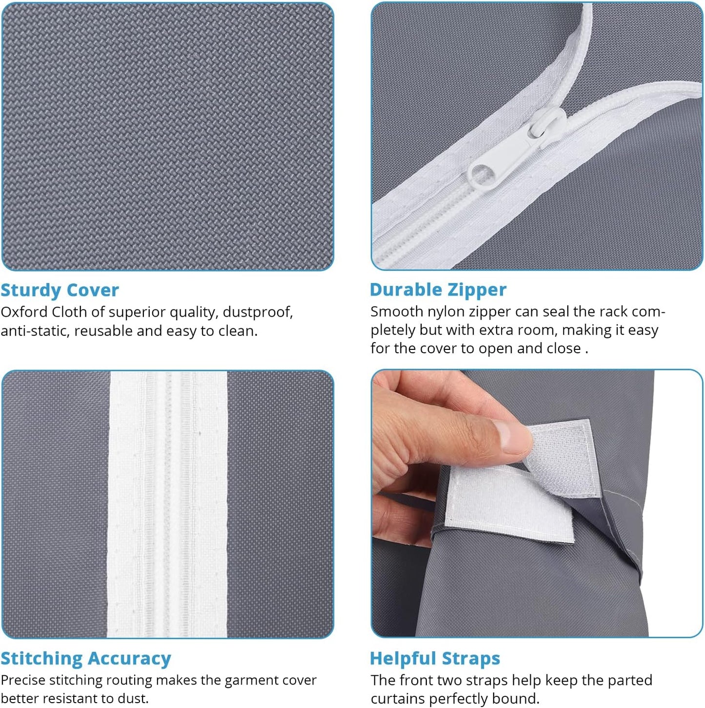 VIPEK V5C Portable Bedroom Armoires Wardrobe Closet with Cover, Heavy Duty Covered Clothes Rack Adjustable Closet Rack, White Metal Clothing Rack with Grey Oxford Fabric Cover, 70.1" Lx17.3 Wx76.4 H