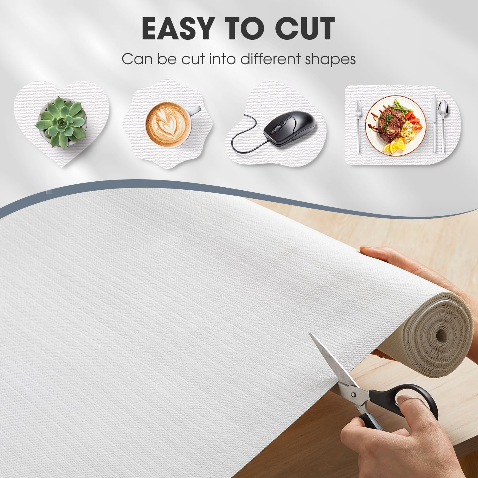 ALIUNI Drawer and Shelf Liner for Kitchen Cabinets, White, 12IN X 10FT