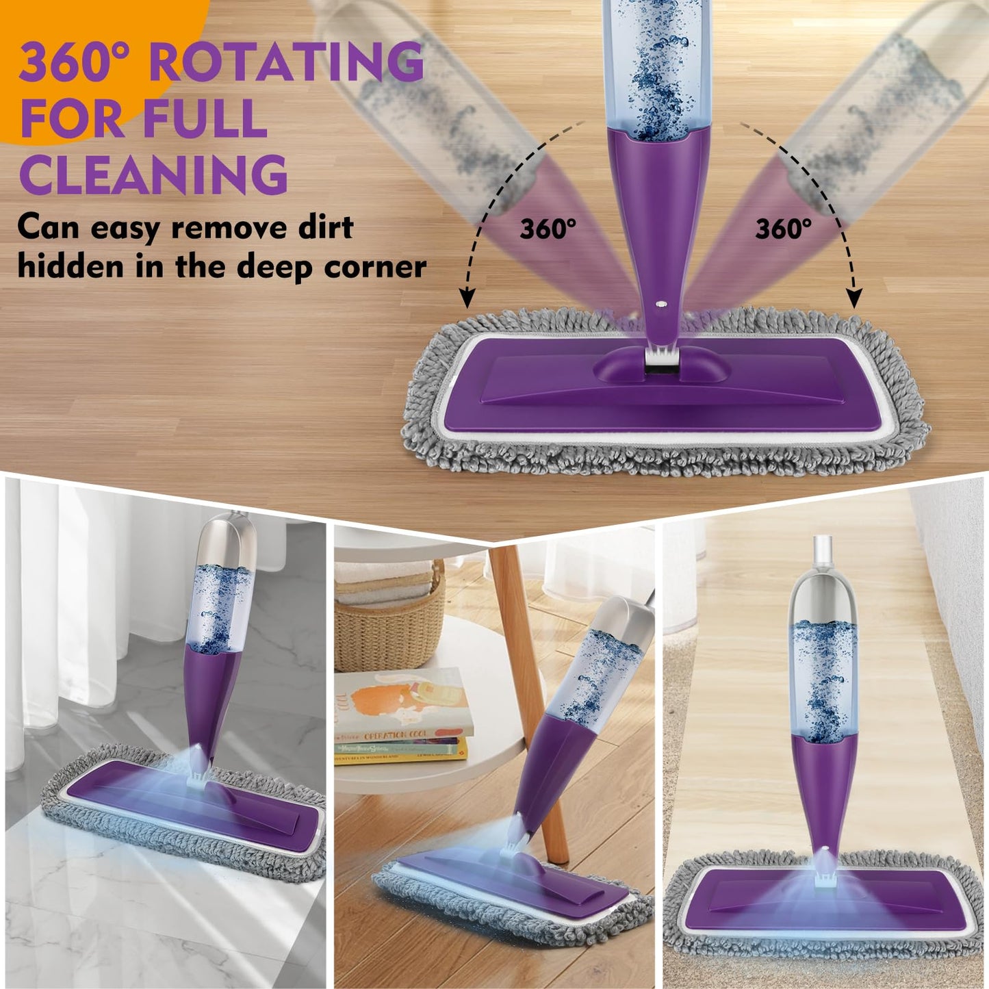 Microfiber Spray Mop for Floor Cleaning with Washable Pads,Dry Wet Use
