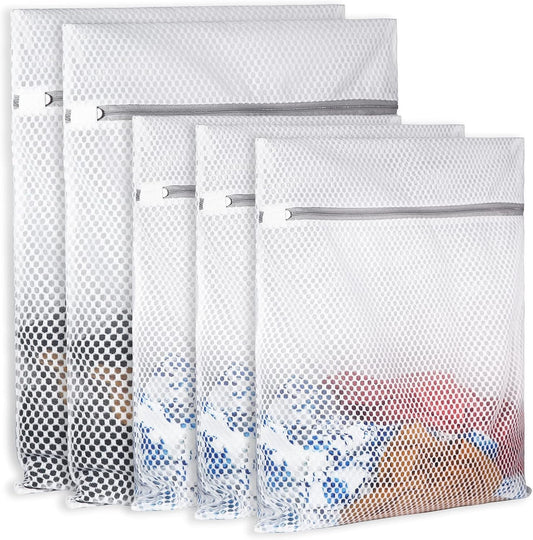 Extra Large Honeycomb Mesh Laundry Bag125gsm Net Fabric Durable and Reusable Delicate Wash Bag,Travel Organization Bag for Lingerie,Clothes,Jeans,Bath Towel,Sock (2Large, 3Medium)