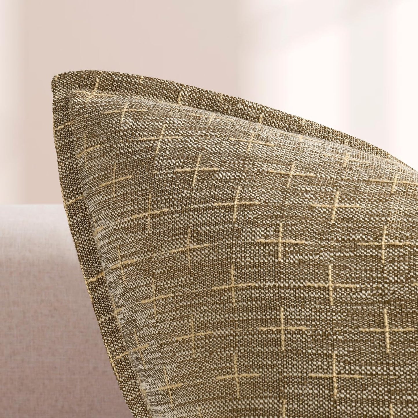 ZWJD Pillow Covers 18x18 Set of 2 Soft Polyester Textured Pillow Covers with Stylish Flange Edge Cozy Farmhouse Throw Pillows for Couch Bed Sofa Living Room