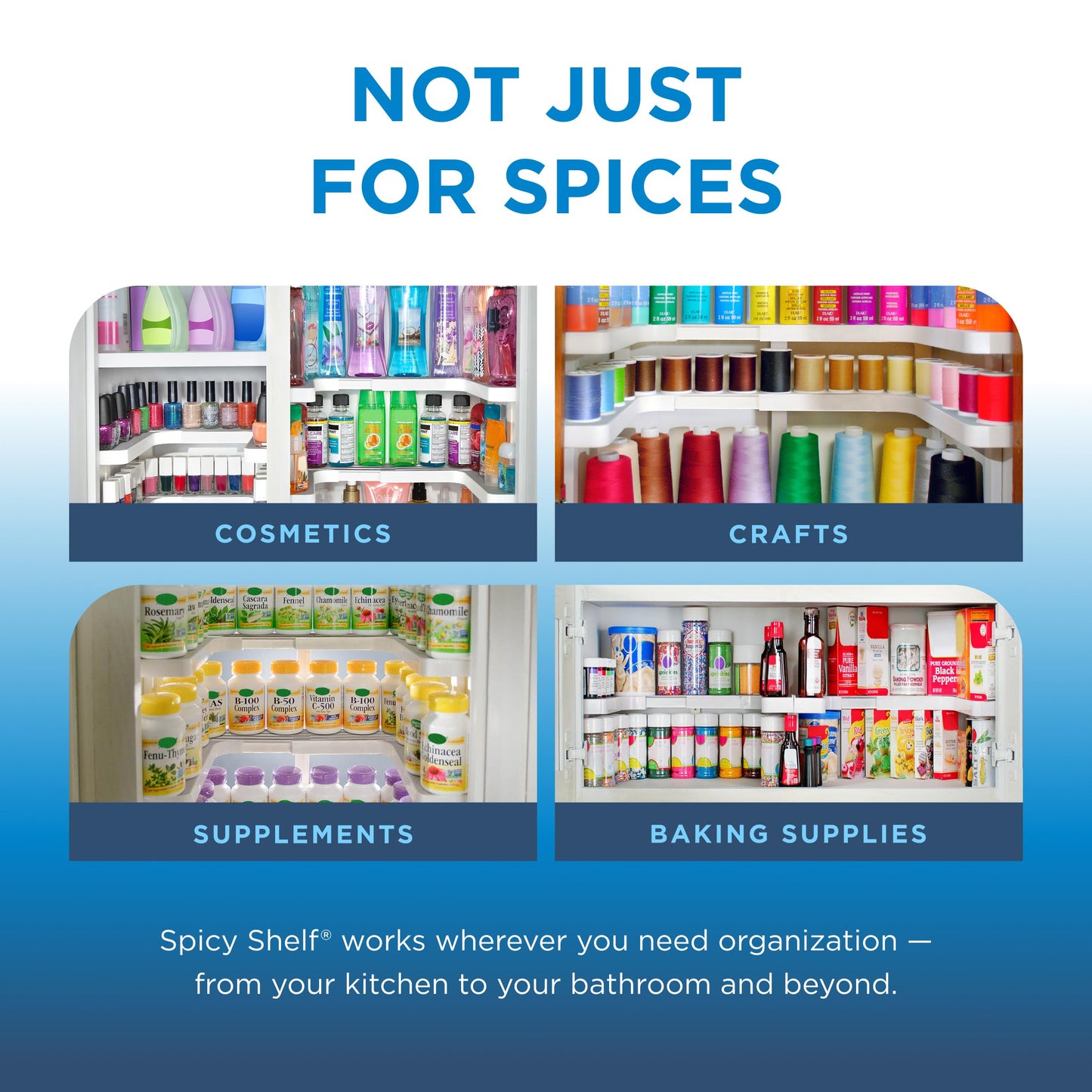 Spicy Shelf 3.0 - Expandable 2 Tiered Spice Rack Organizer for Cabinet & Pantry - Kitchen Seasoning