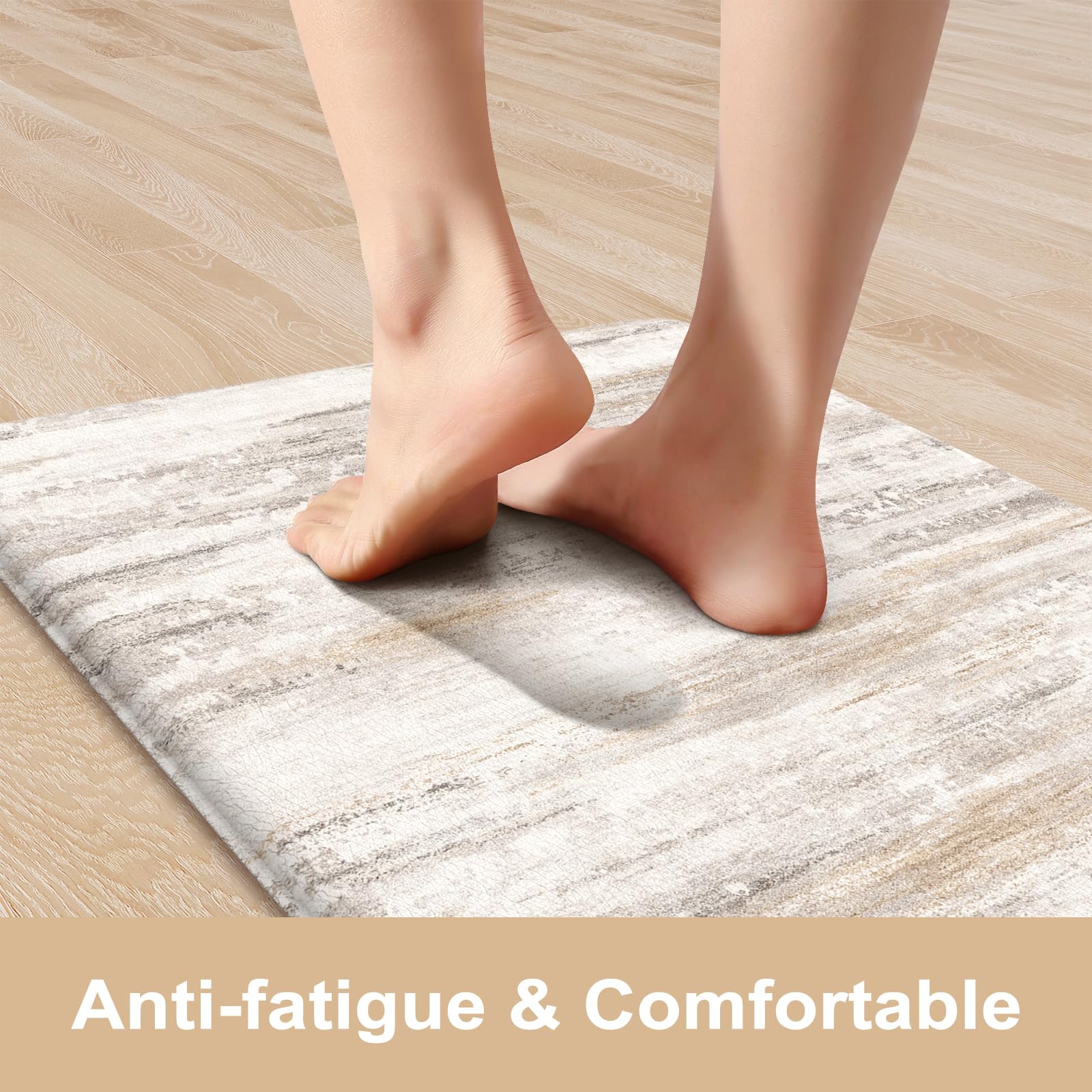 KIMODE Anti Fatigue Kitchen Mats for Floor 2 Piece, Abstract Kitchen Rugs
