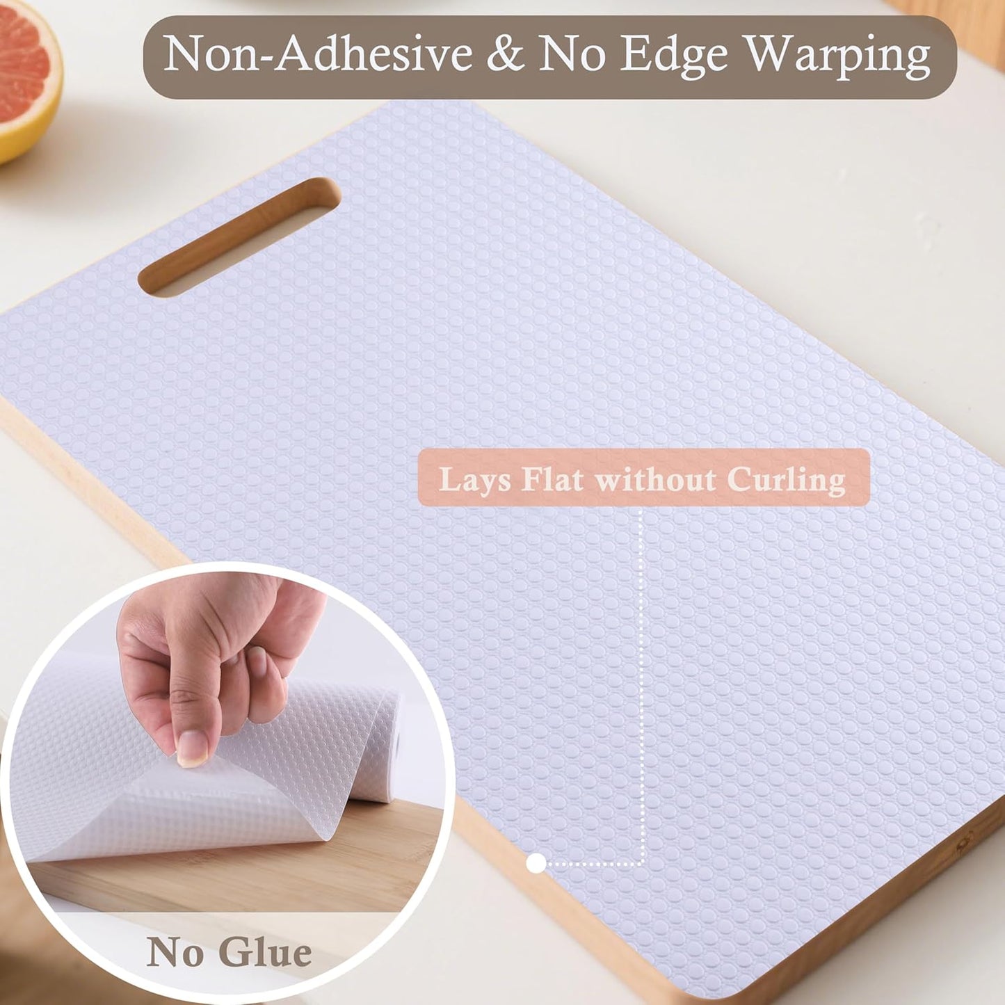 Cabinet Shelf Liners 15 Inch Wide X 20 Ft Kitchen Drawer Liner Non-Adhesive Pantry Cupboard Liner Non-Slip Waterproof & Oil-Proof Refrigerator Shelf Liners Strong Grip Drawer Mat (White)