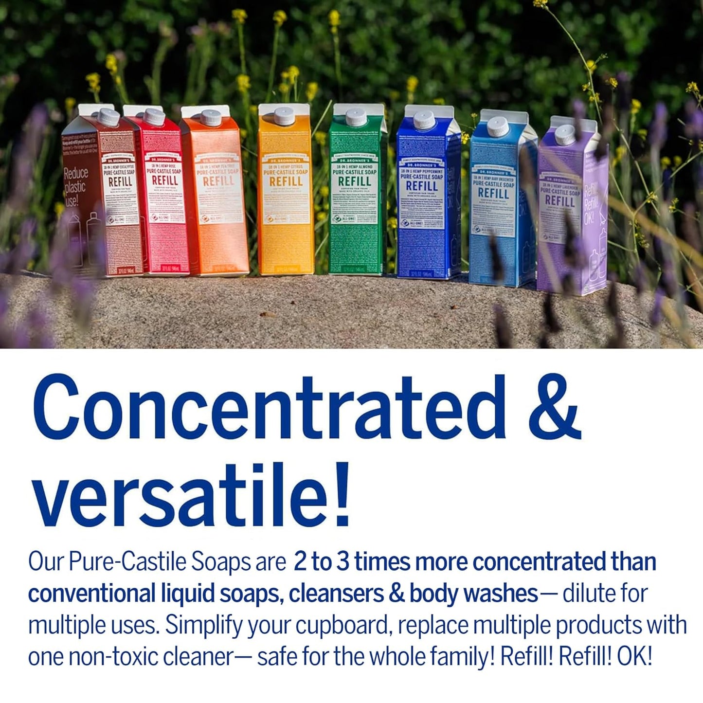 Dr. Bronner's Magic Soap-Pure-Castile Liquid Refill (Peppermint, 32 ounce, 2-Pack) - Regenerative Organic Certified Oils, For Body, Hair, Laundry, Pets & Dishes, Concentrated, Vegan, Non-GMO