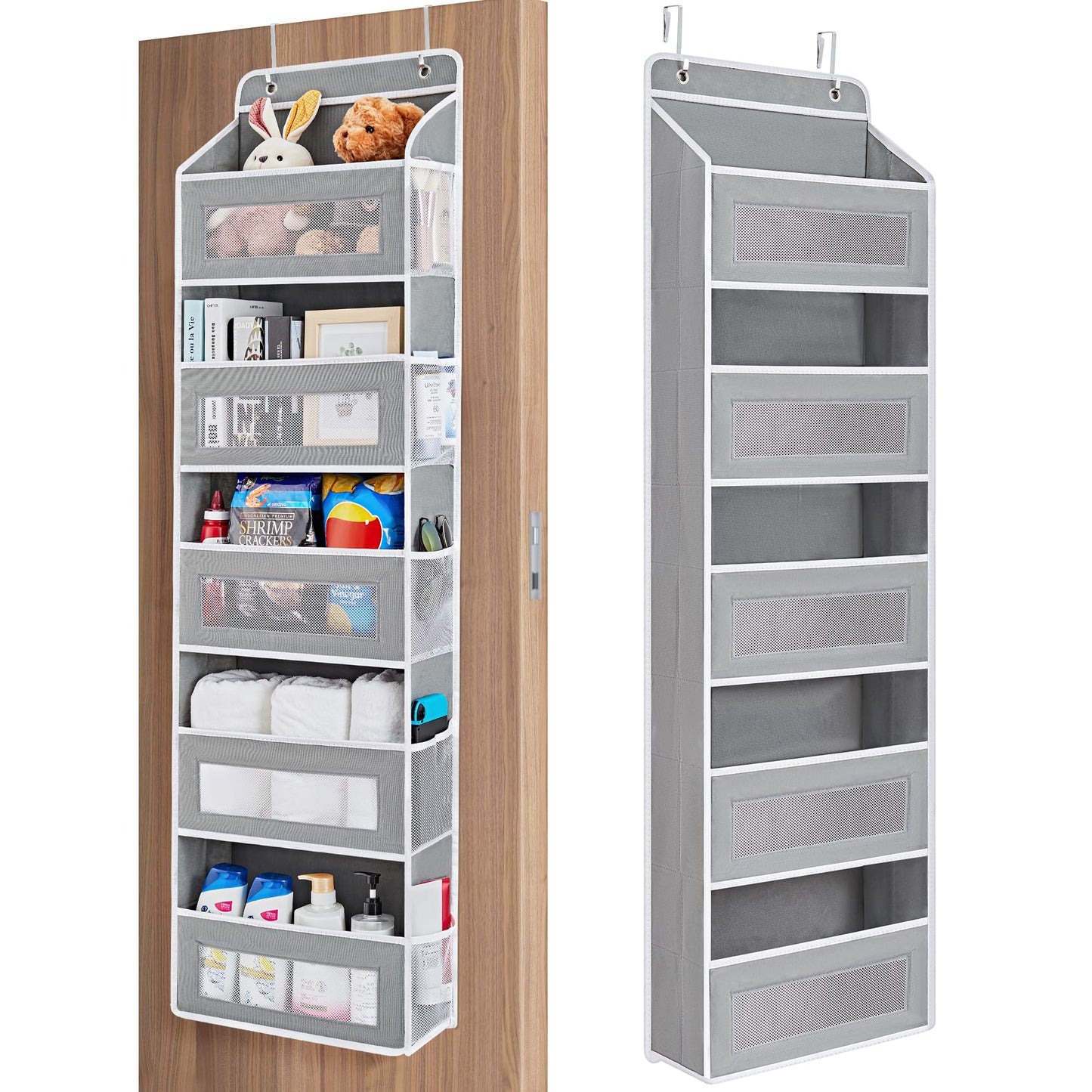 JARLINK Over the Door Organizer for Bedroom, Pantry, Bathroom, 5 Shelf Grey