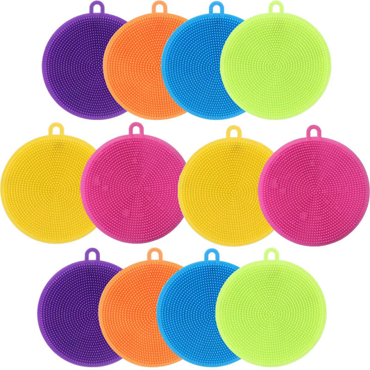 Silicone Dish Scrubber, 12 Count Silicone Sponge Dish Brush, Food Grade BPA Free Reusable Rubber
