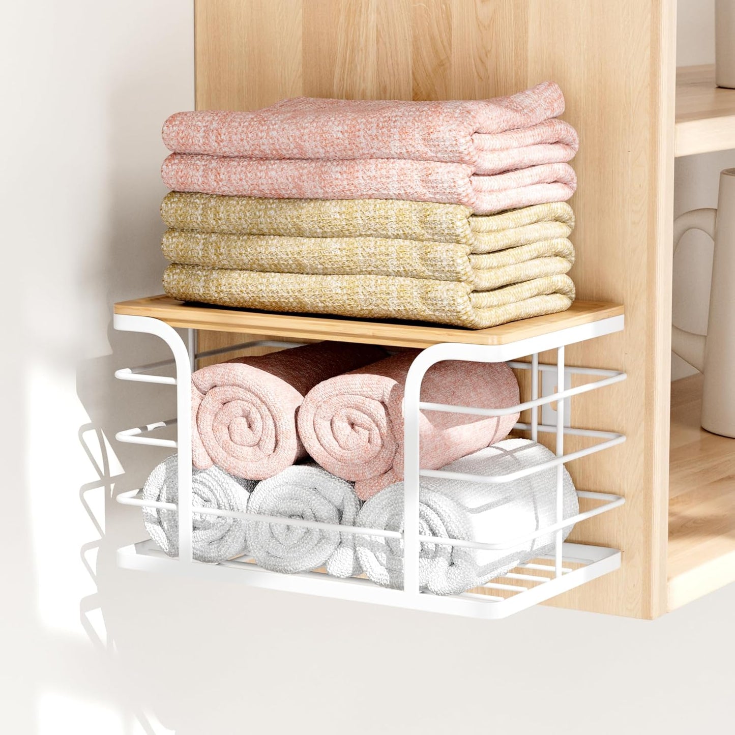 3 Pack Stackable Pantry Organizer,Stainless Steel Trash Bag Holder Dispenser,Kitchen Storage Organization for Kitchen Counter Sink,Laundry Room,Pantry, White