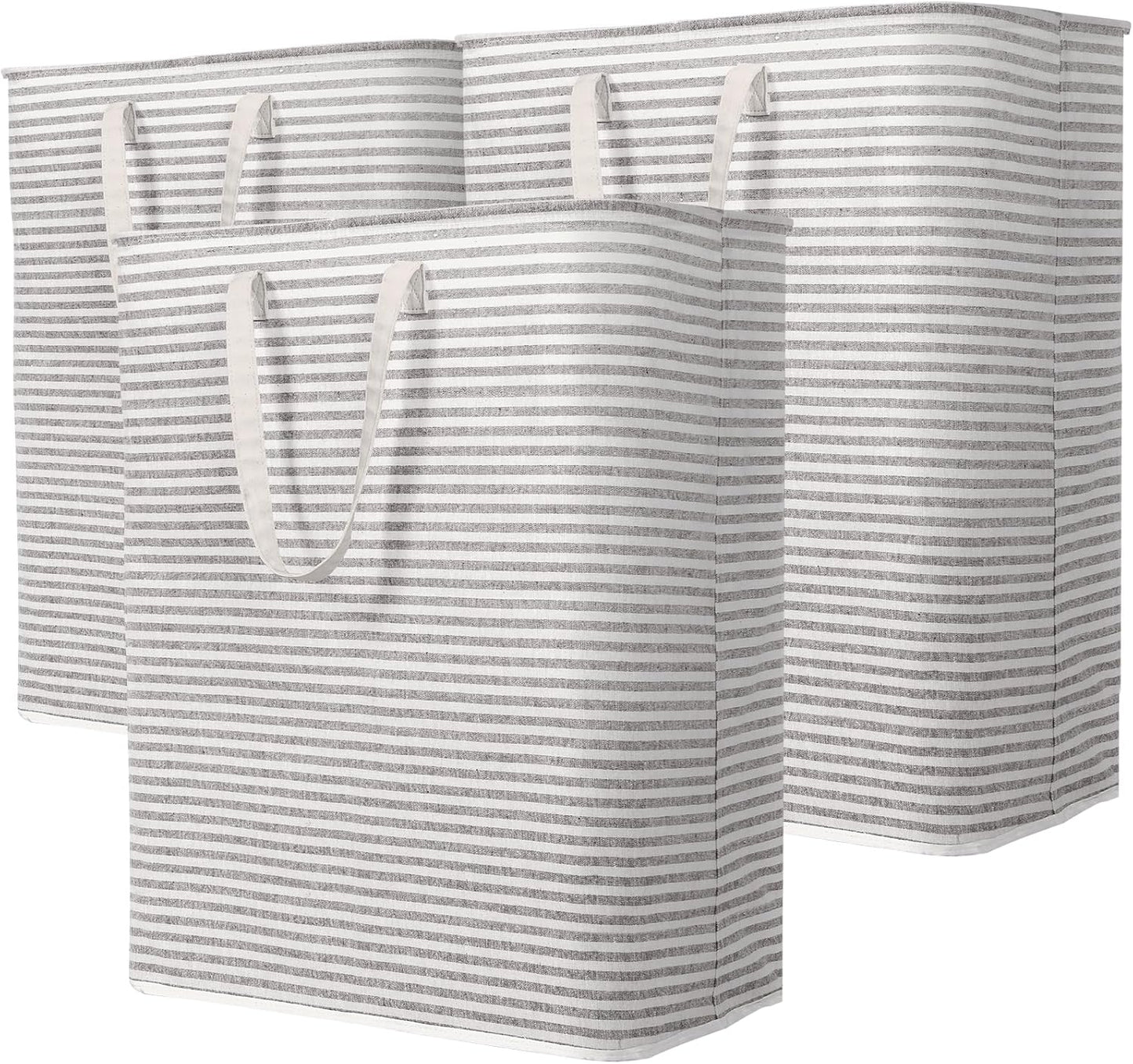 Lifewit 3 Pack Laundry Hamper Large Collapsible Laundry Baskets, Freestanding Waterproof Clothes Hamper with Easy Carry Handles in Laundry Room Bedroom Bathroom College Dorm for Adults, Gray, 3 x 125L