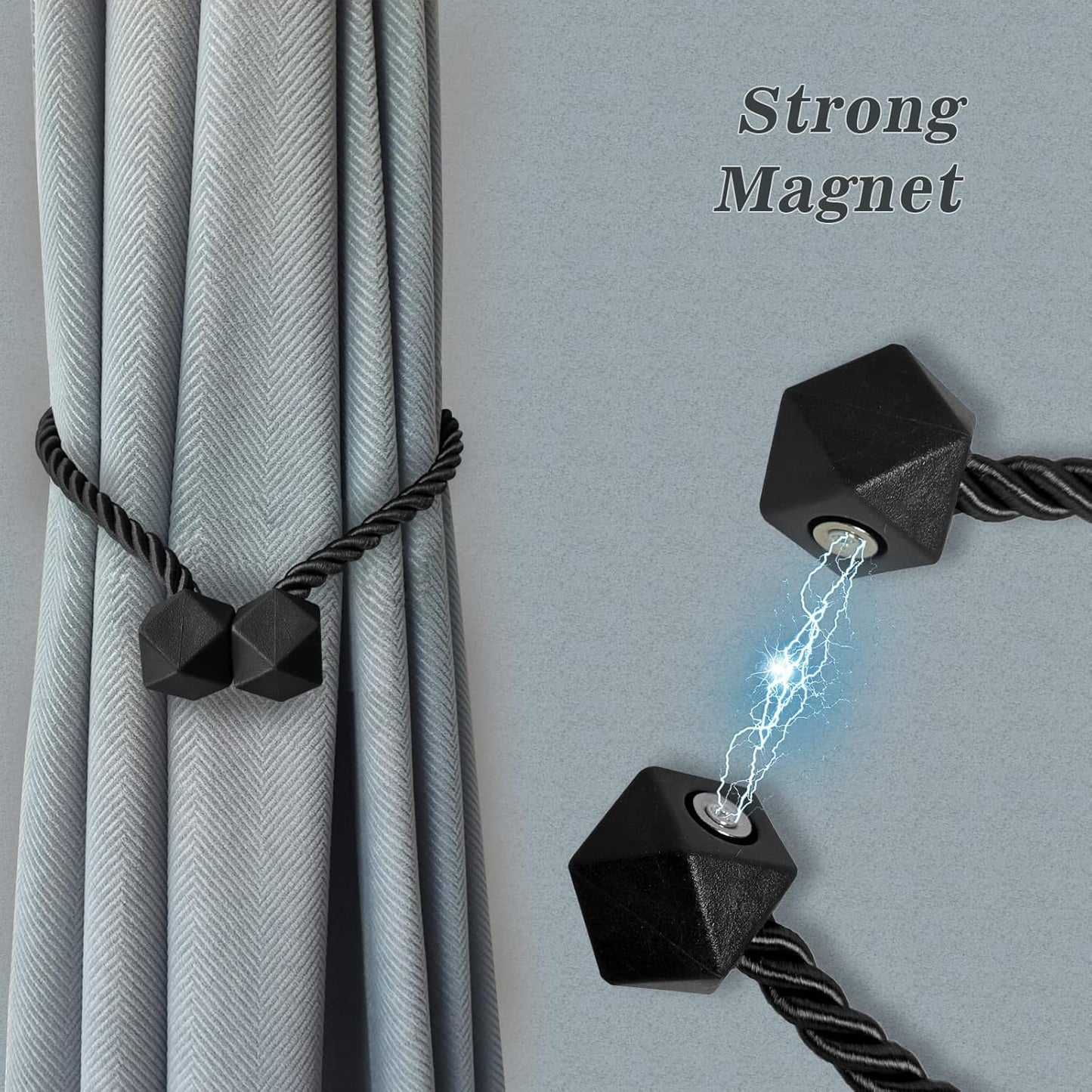 Hion Magnetic Curtain Tiebacks Dark Brown 6 Pack, Curtain Tiebacks Buckles Holdbacks Holders Hooks Clip for Home Bedroom Office Decorative Thick or Thin Curtain