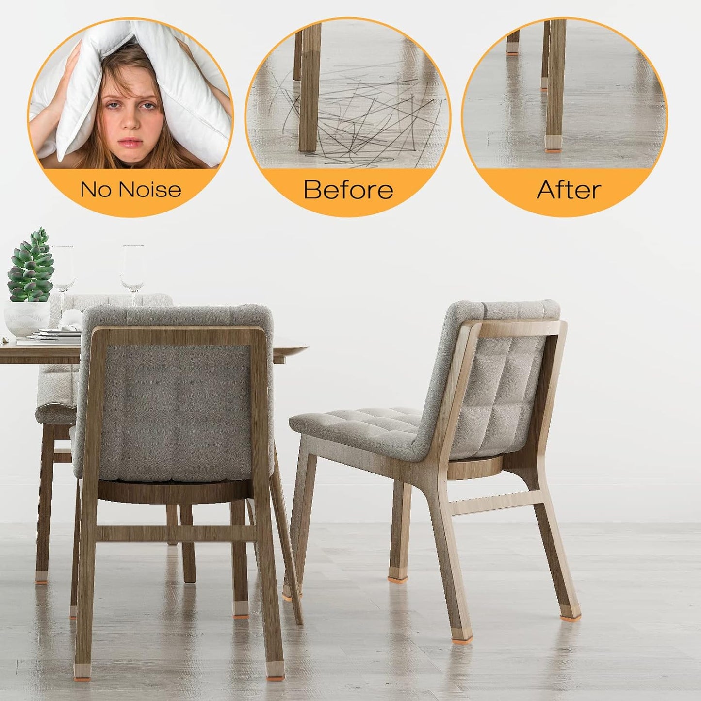 16 Pcs Small Square Chair Leg Protectors for Hardwood Floors, Silicone Chair Leg Floor Protectors, High Elastic Chair Leg Covers Protect Wooden Floors from Scratching, Won't Tear (Fit: 3/5" - 7/10'')