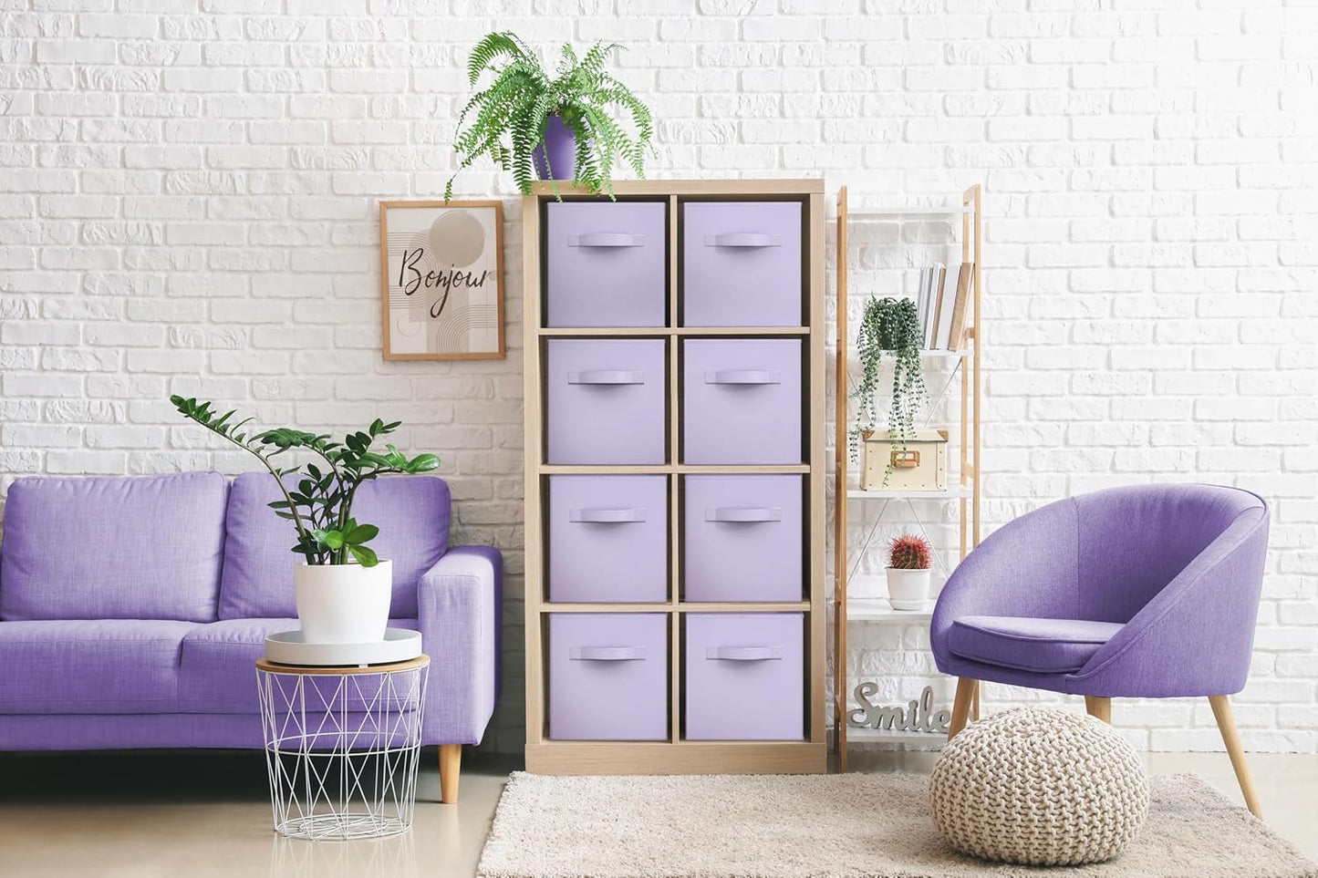 Sorbus Fabric Storage Cubes - 8 Foldable Storage Bins for Organizing Pantry, Cubbies, Toy Box - Clothes Storage & Closet Organizer - 11 Inch Collapsible Cube Baskets for Shelves with Handle