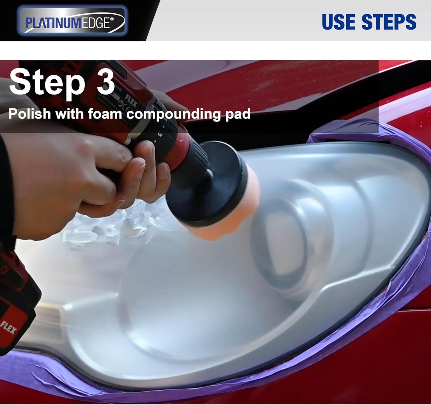 PLATINUMEDGE Car Headlight Restoration Kit, 3 inch Car Headlights Lens Polishing Sanding Discs with 3 inch Buffing Polish Pads for Drill, 30 Pc Car Headlight Restorer and Renewer Kit