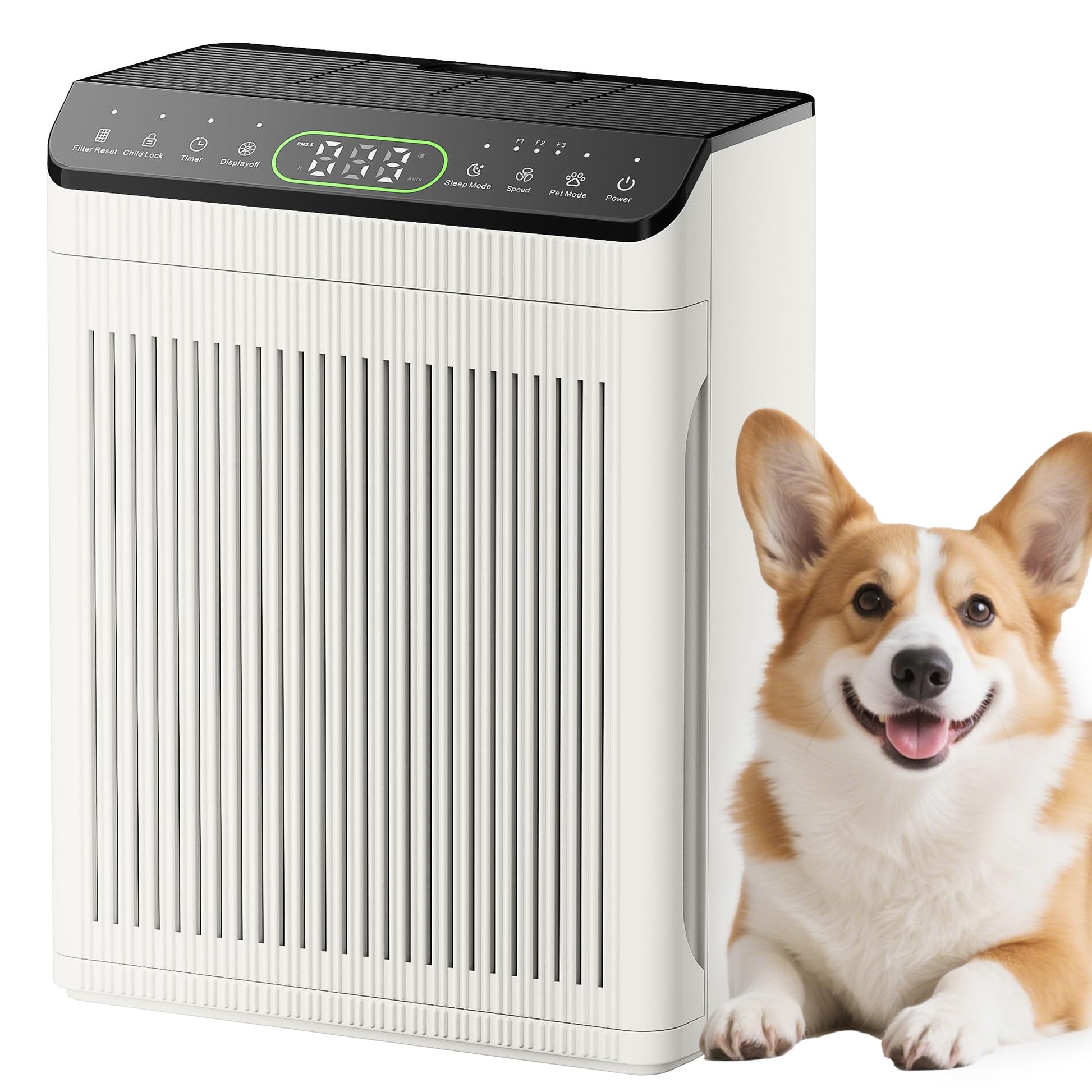 EVALIT Air Purifiers for Home Pets Up to 2200Ft² Pre-Filter Washable, Ivory