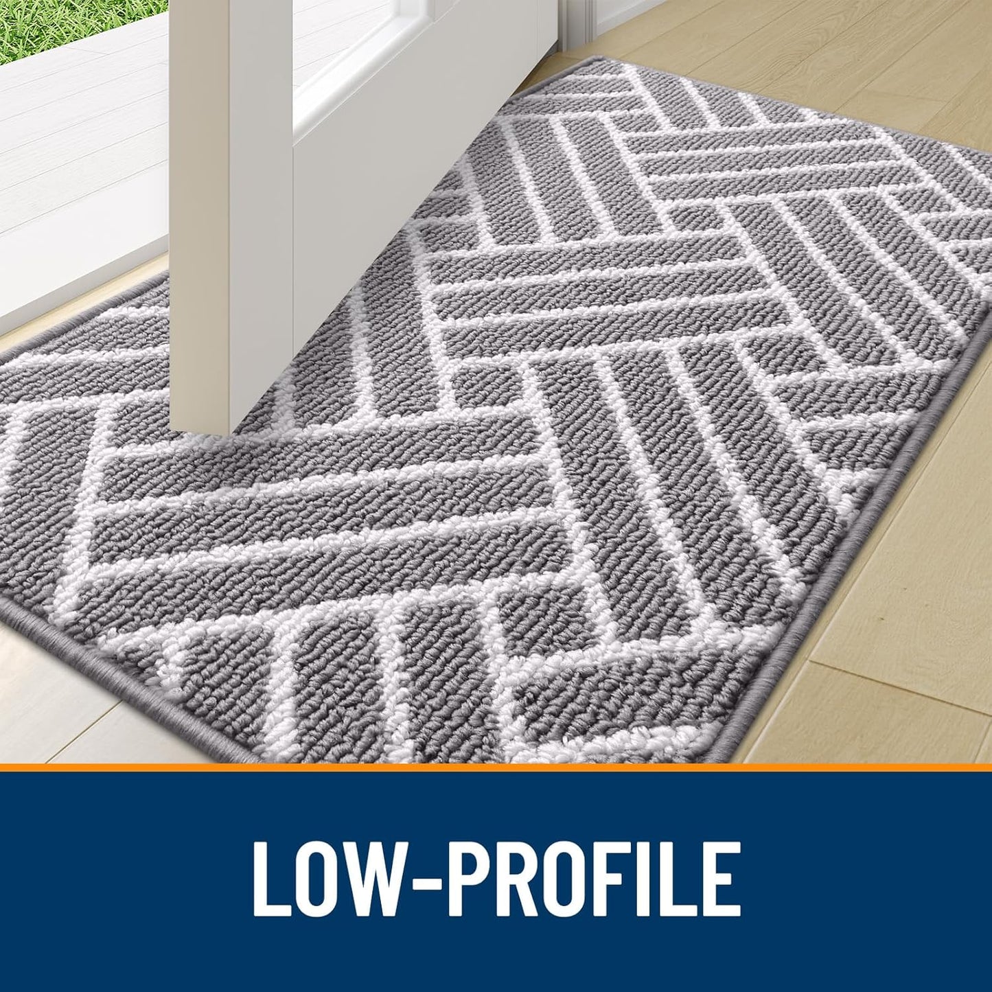 OLANLY Indoor Door Mat, 36x24 Inch, Dirt Resistant and Absorbent, Non-Slip Rubber Backing Floor Mats, Easy Clean Low-Profile Doormat for Entryway, Front Door, and Inside Entrance, Grey