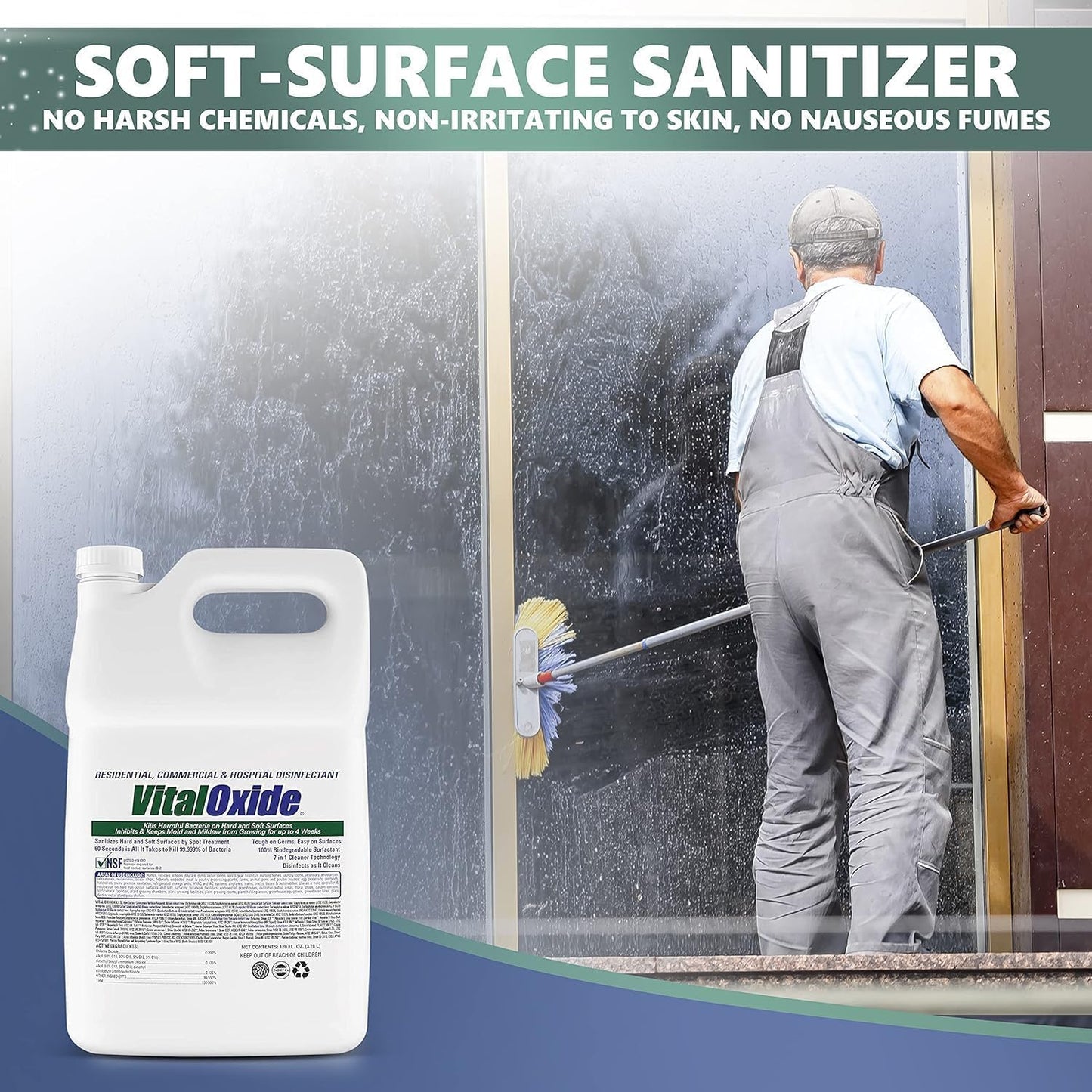 Vital Oxide Disinfectant, Deodorizer, Cleaner, Food-Contact Sanitizer, Virucide – (EPA registration #82972-1) – Kills Mold & Mildew, Eliminates Odors -4 Gallon