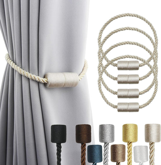 4 Pack Strong Magnetic Curtain Tiebacks Outdoor Elegant Decorative Tie Backs Modern Rope Tiebacks