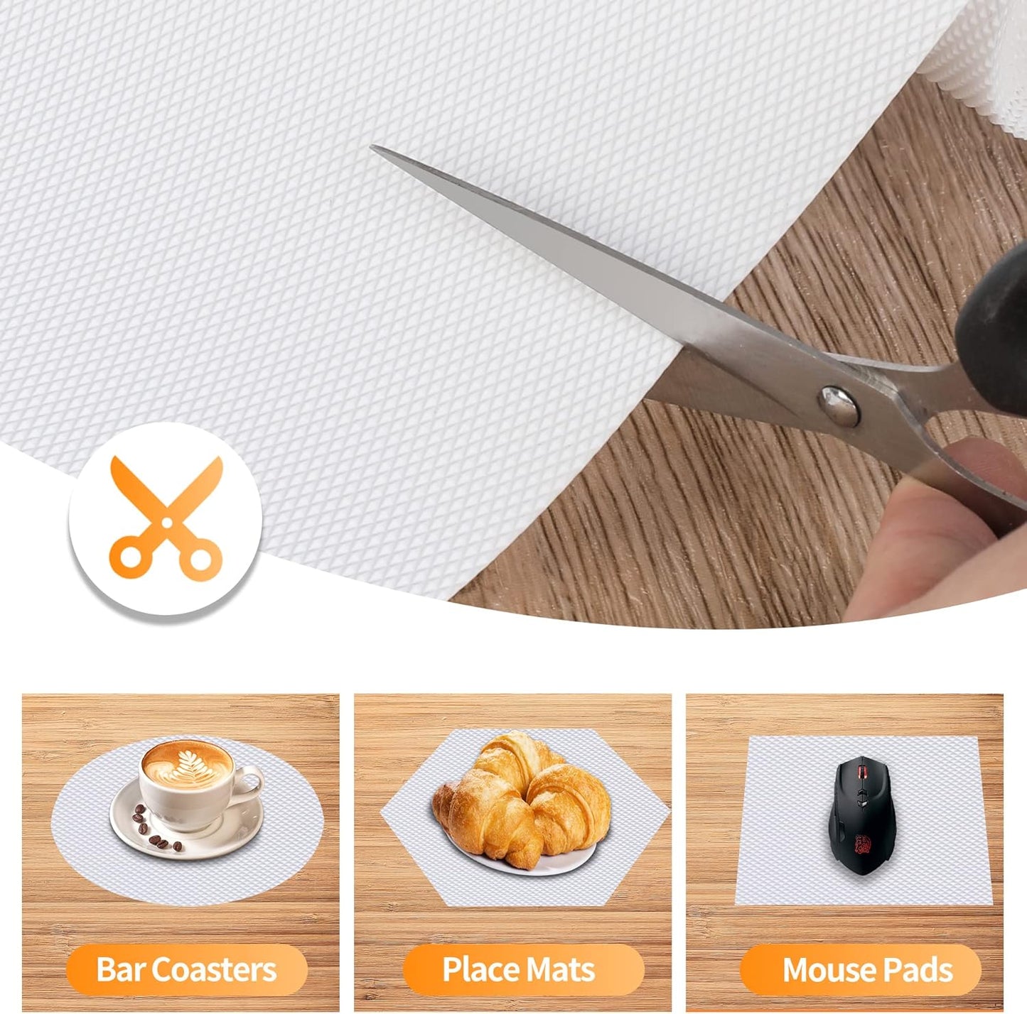 Kitchen Shelf Liner Drawer Liners, Non-Adhesive Refrigerator Liners Waterproof Fridge Mats with Strong Durable Kitchen Cabinets Mat for Drawers, Shelves, Pantry White