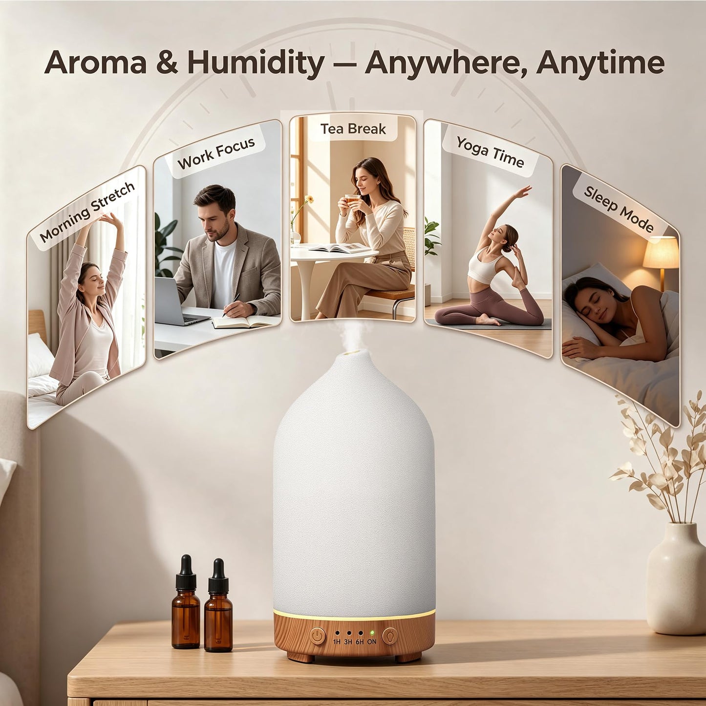 Gooamp 200ML Ceramic Essential Oil Diffuser for Home, Stone Diffuser