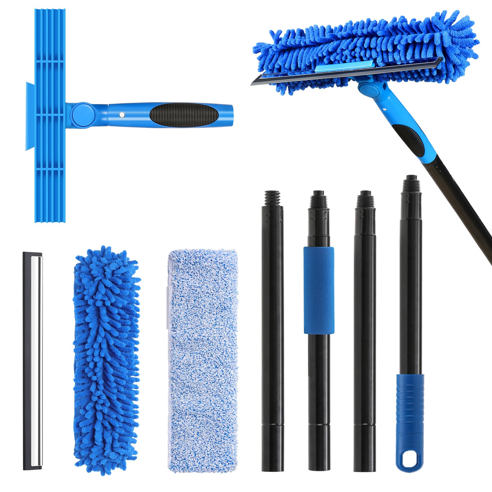 VITEVER Professional 69'' Window Squeegee Cleaner Tool with Extension Pole, 2-in-1 Squeegee for