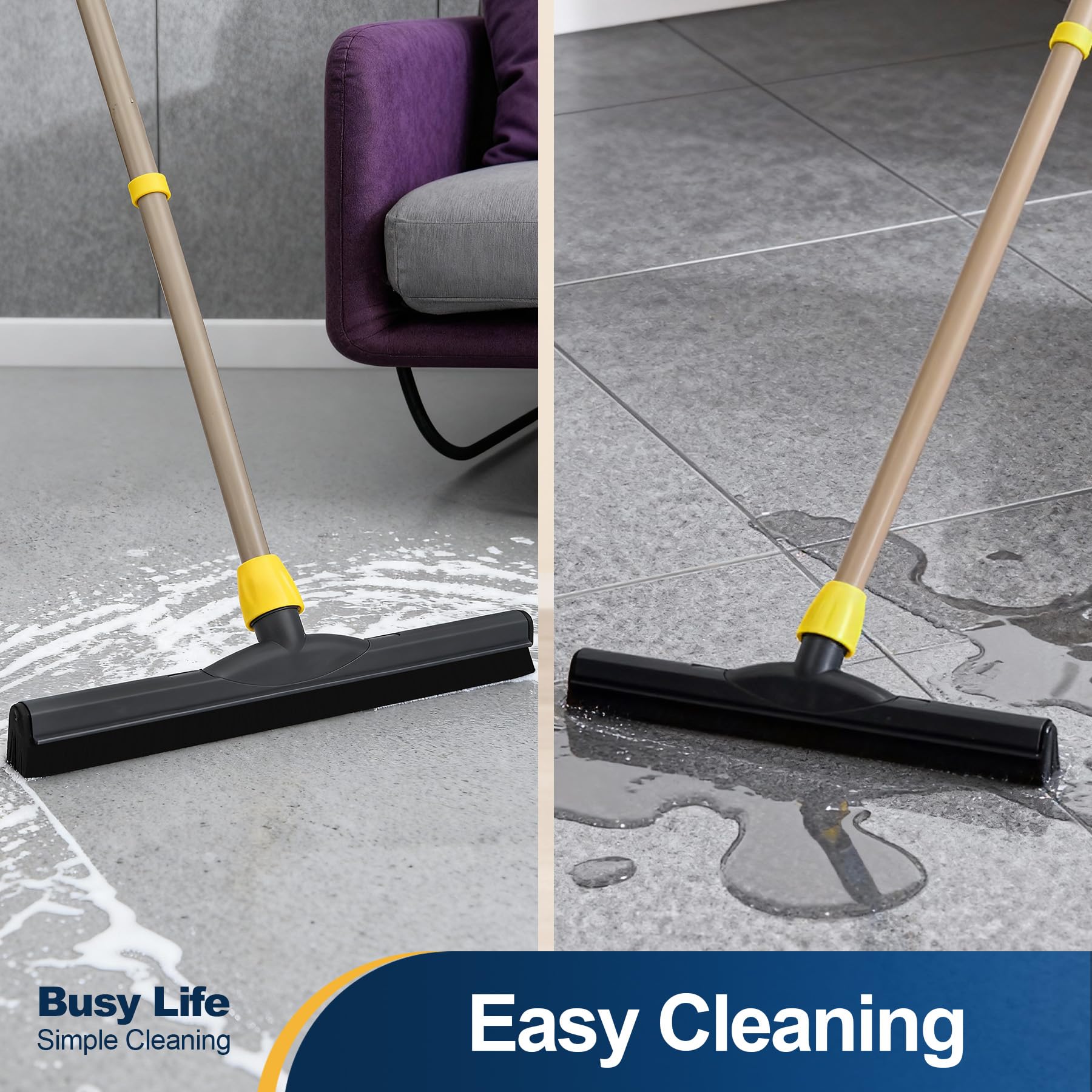 Yocada Floor Squeegee Scrubber Adjustable Telescopic Pole Heavy Duty 54.3"