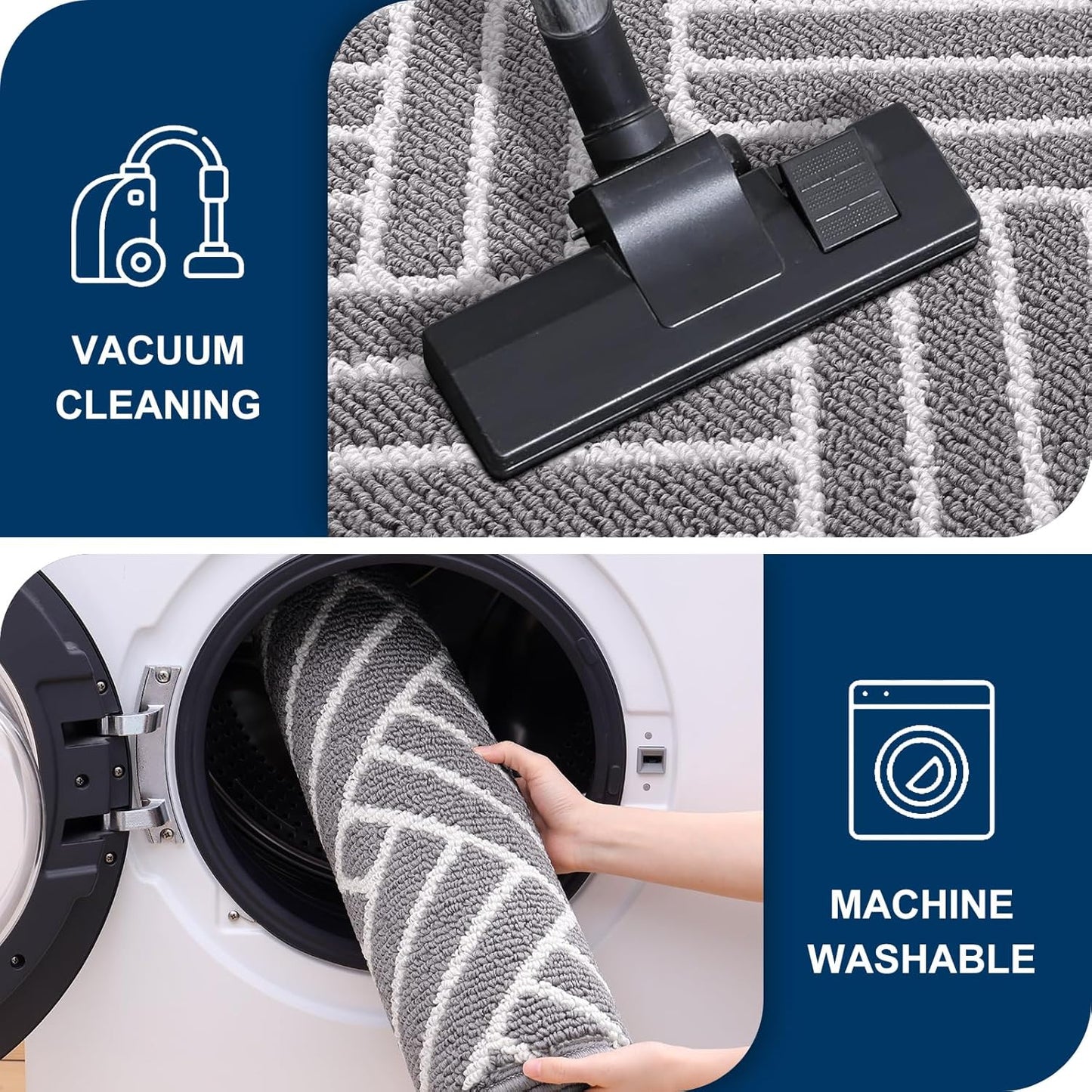 OLANLY Indoor Door Mat, 48x32 Inch, Dirt Resistant and Absorbent, Non-Slip Rubber Backing Floor Mats, Easy Clean Low-Profile Doormat for Entryway, Front Door, and Inside Entrance, Grey