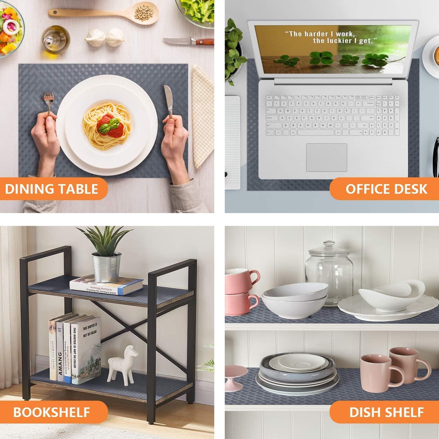 Shelf Liners for Kitchen Cabinets Refrigerator Liners Waterproof Kitchen Cupboard Liner Durable Plastic Drawer Mats EVA Material Non Adhesive Fridge Mats for Shelves - Gray 17.5 x 157.4 Inches