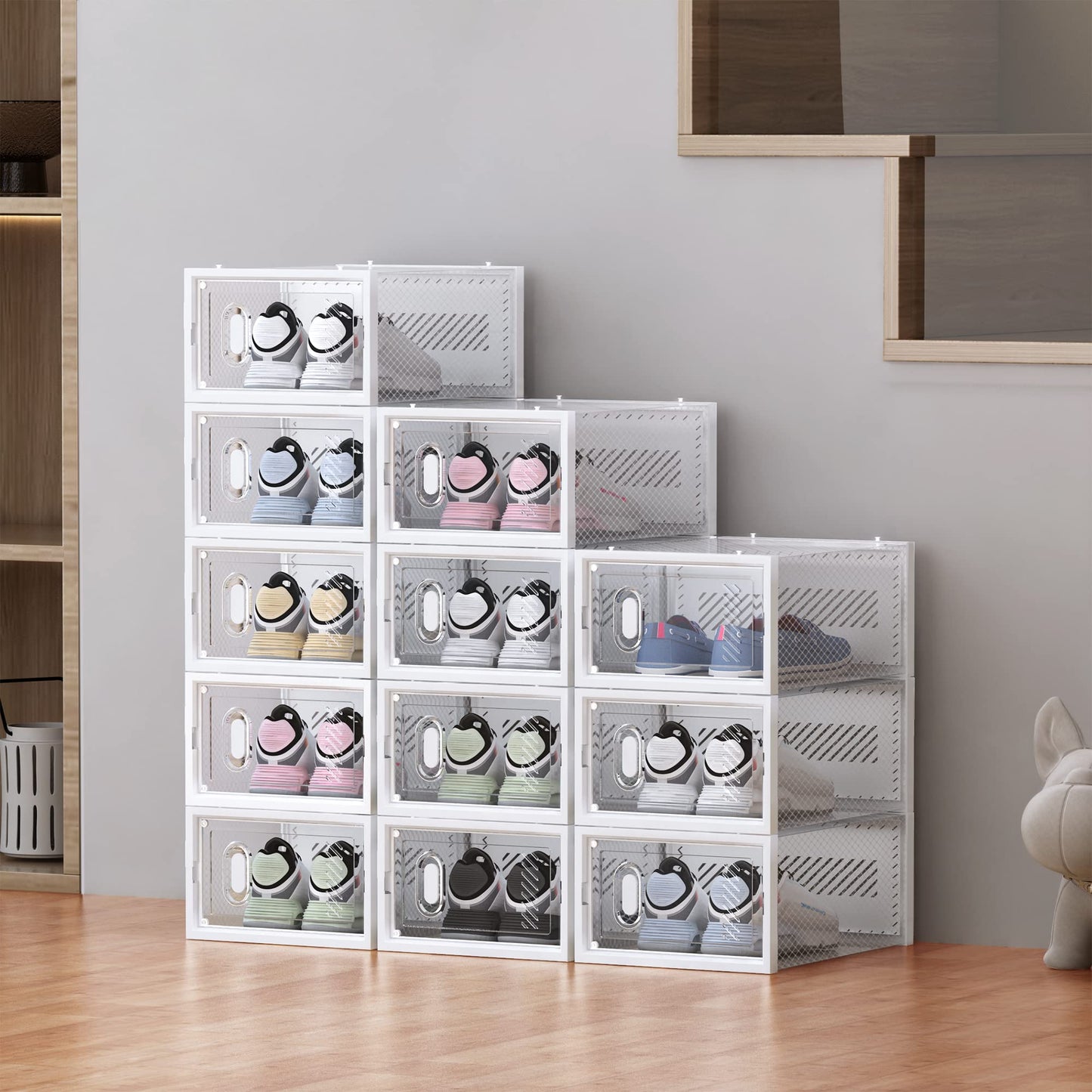 SIMPDIY Clear Shoe Storage Boxes, Stackable Shoe Organizer for Closet
