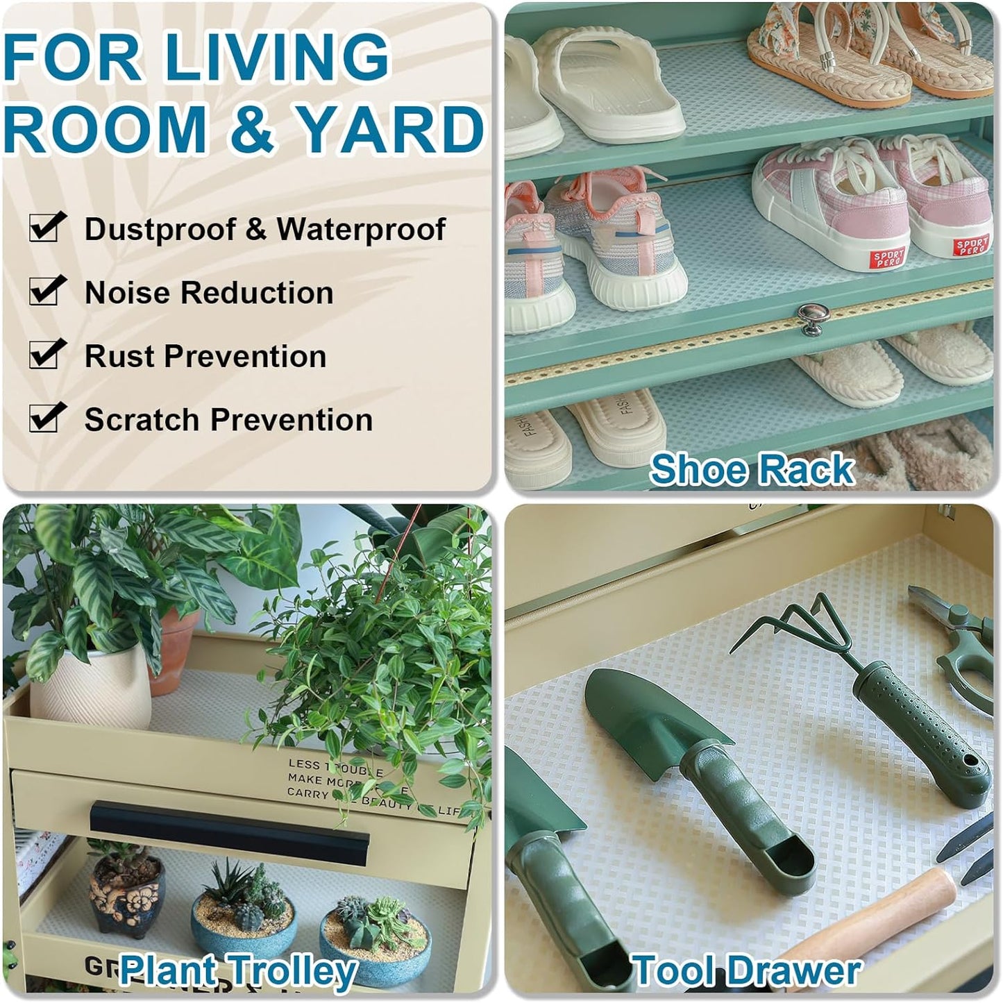 Shelf Liners 14 in x 20 ft EVA Drawer Mats, Non-Adhesive Cupboard Protector, Kitchen Cabinet Lining Fridge Liner (Clear Crossed Stripe, 35.6x610cm)