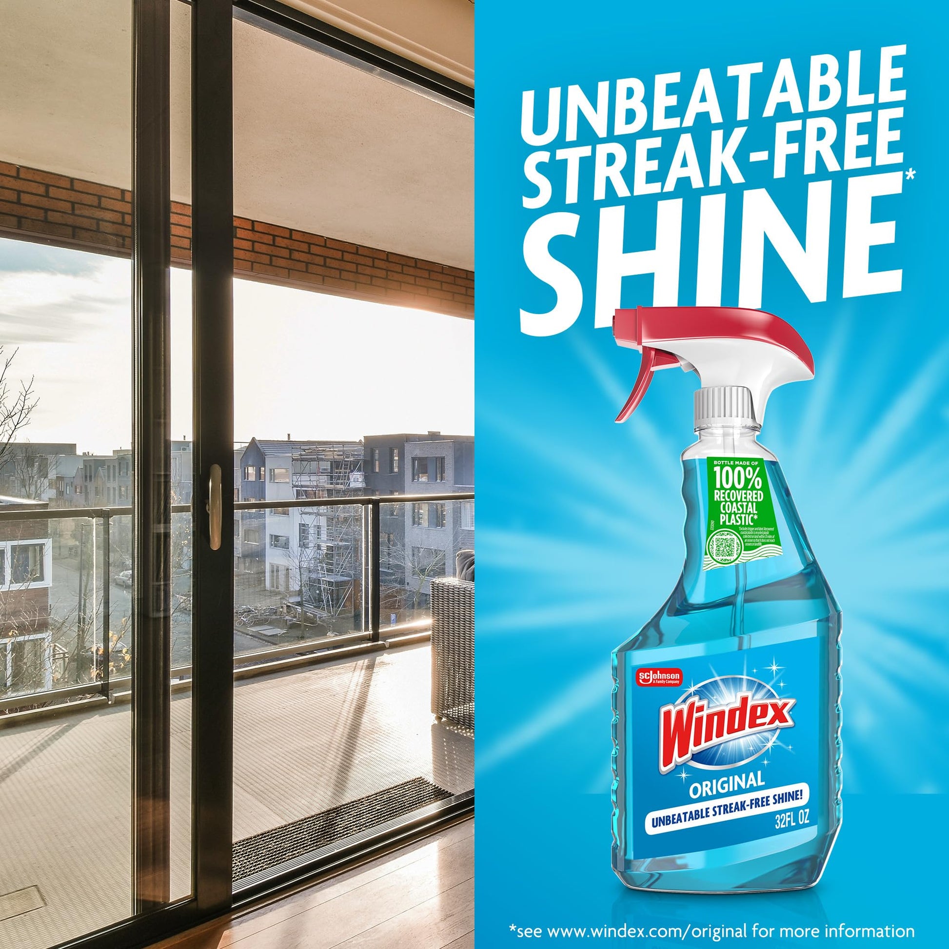 Windex Glass and Window Cleaner Spray Bottle, Packaging Designed to Prevent Leakage and Breaking