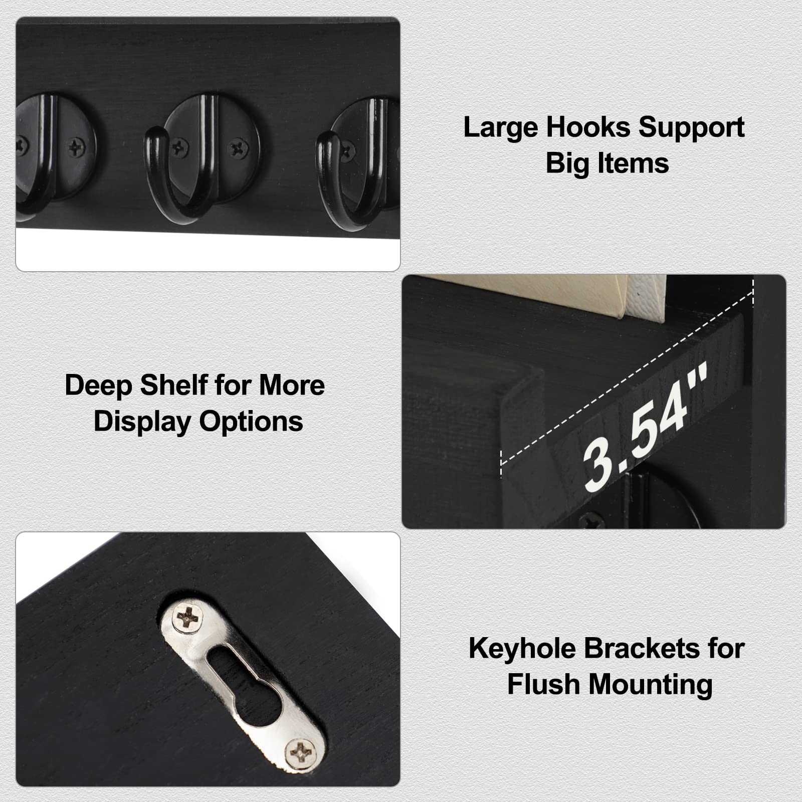 Lwenki Key Holder for Wall, Decorative Key and Mail Holder with Shelf Has Large Hooks for Bags